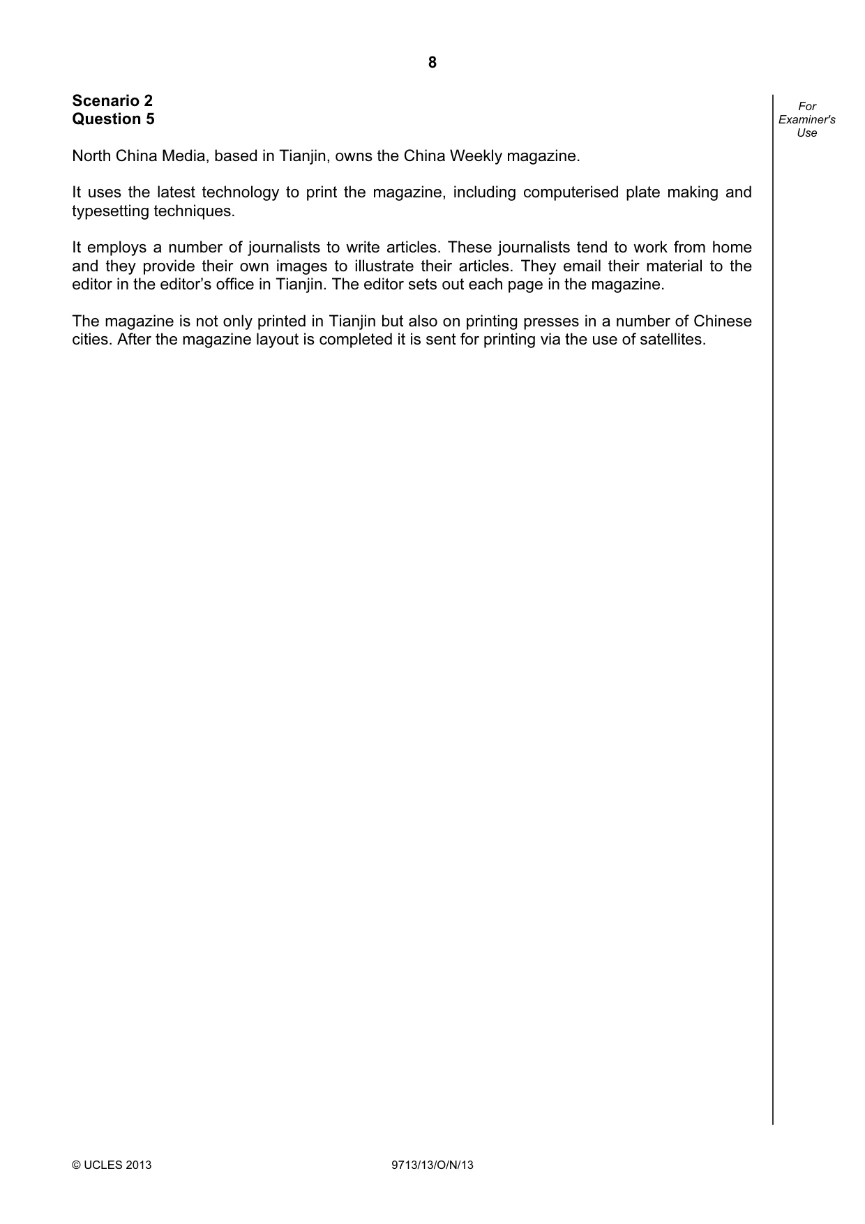 Cambridge A Level Applied Information and Communication Technology 9713 2013 Oct/Nov Paper 1 · Variant 3 question paper, page 8 of 16