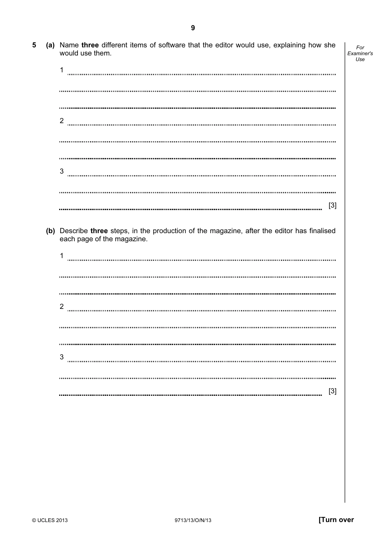 Cambridge A Level Applied Information and Communication Technology 9713 2013 Oct/Nov Paper 1 · Variant 3 question paper, page 9 of 16