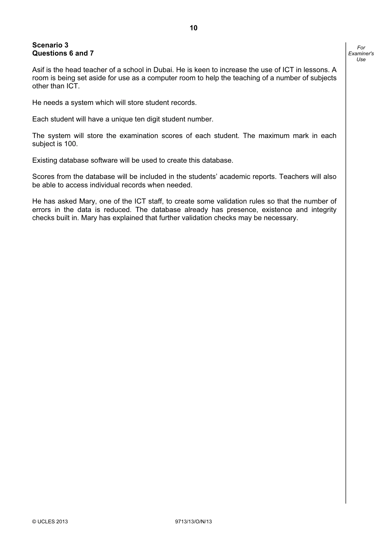 Cambridge A Level Applied Information and Communication Technology 9713 2013 Oct/Nov Paper 1 · Variant 3 question paper, page 10 of 16