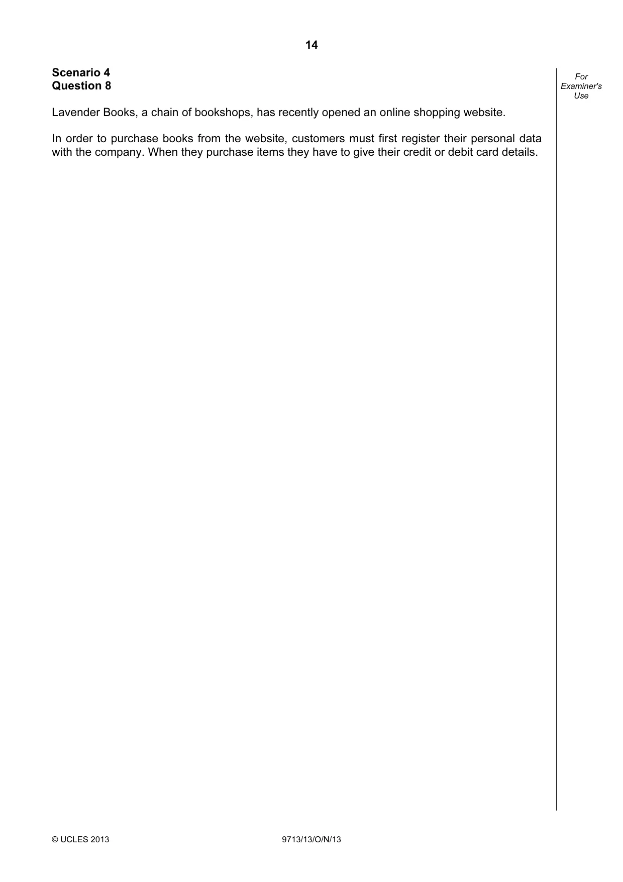 Cambridge A Level Applied Information and Communication Technology 9713 2013 Oct/Nov Paper 1 · Variant 3 question paper, page 14 of 16