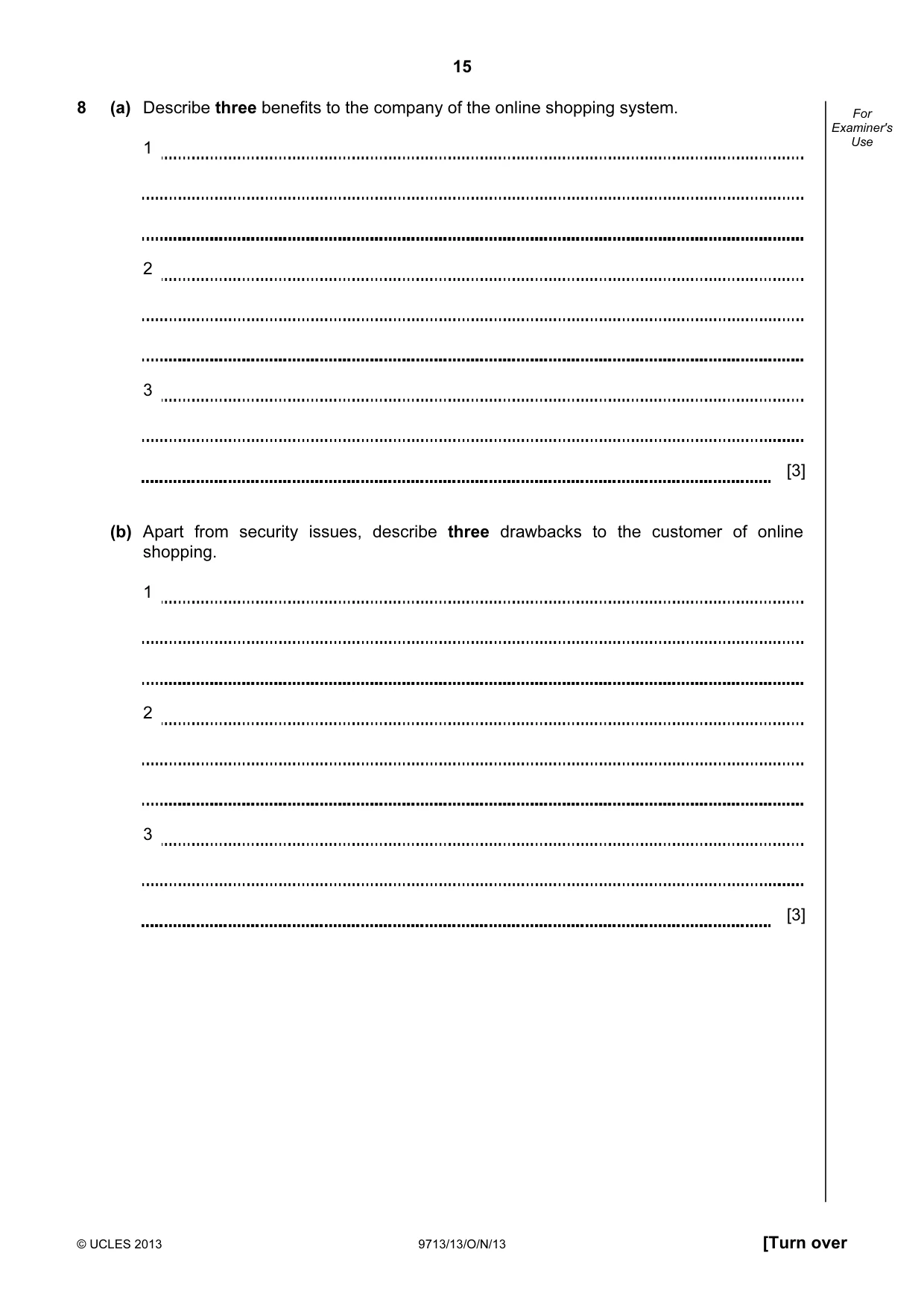 Cambridge A Level Applied Information and Communication Technology 9713 2013 Oct/Nov Paper 1 · Variant 3 question paper, page 15 of 16