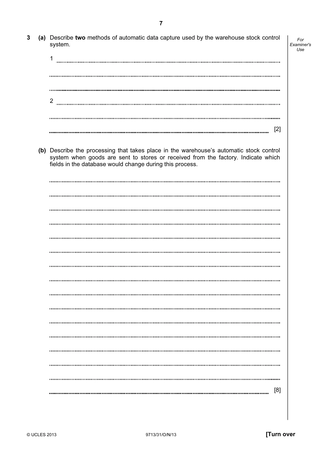 Cambridge A Level Applied Information and Communication Technology 9713 2013 Oct/Nov Paper 3 · Variant 1 question paper, page 7 of 16