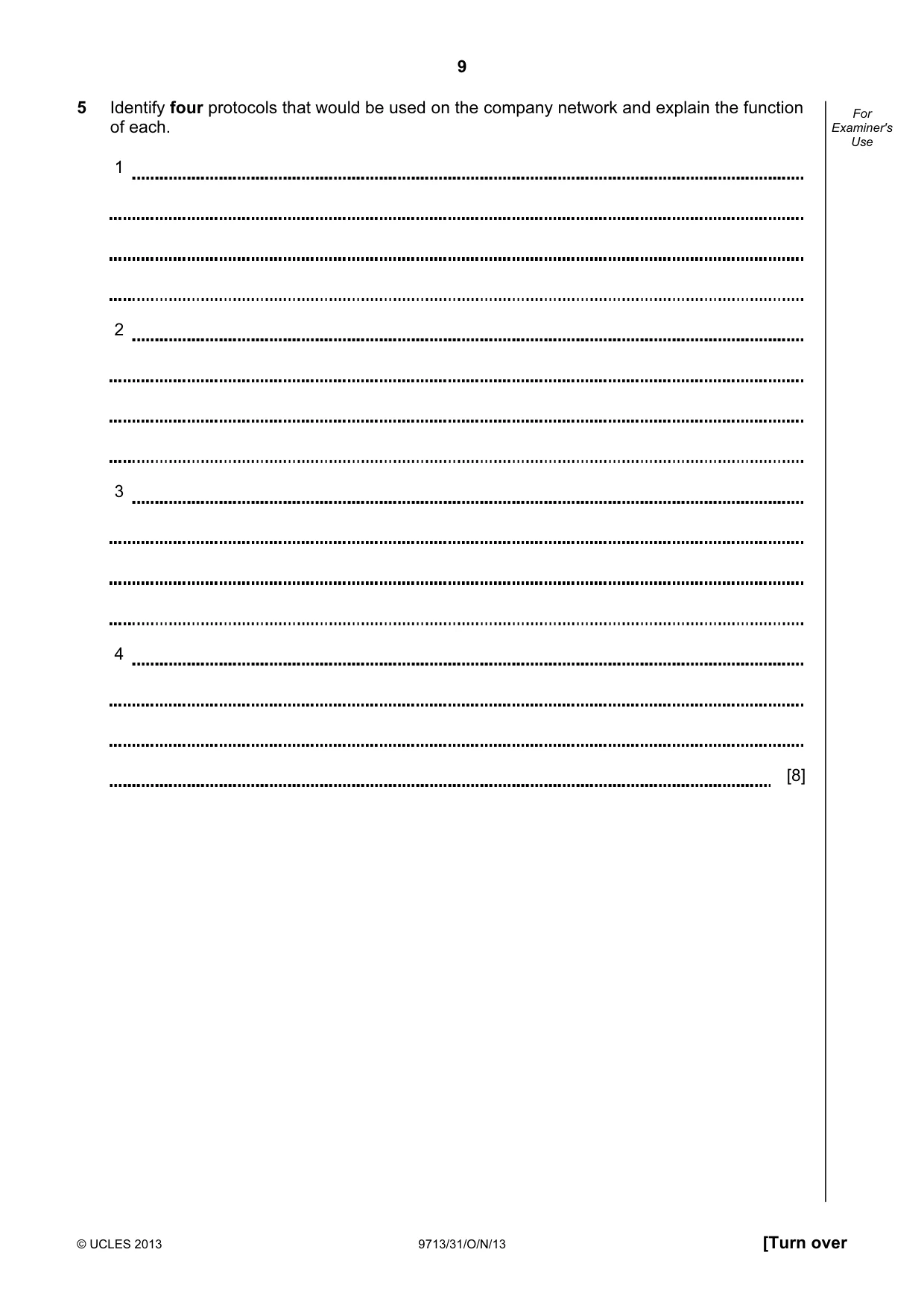 Cambridge A Level Applied Information and Communication Technology 9713 2013 Oct/Nov Paper 3 · Variant 1 question paper, page 9 of 16
