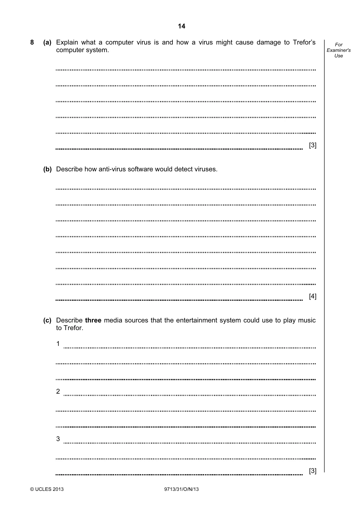 Cambridge A Level Applied Information and Communication Technology 9713 2013 Oct/Nov Paper 3 · Variant 1 question paper, page 14 of 16