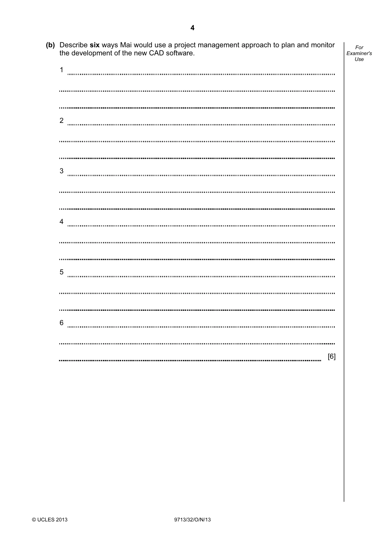 Cambridge A Level Applied Information and Communication Technology 9713 2013 Oct/Nov Paper 3 · Variant 2 question paper, page 4 of 16