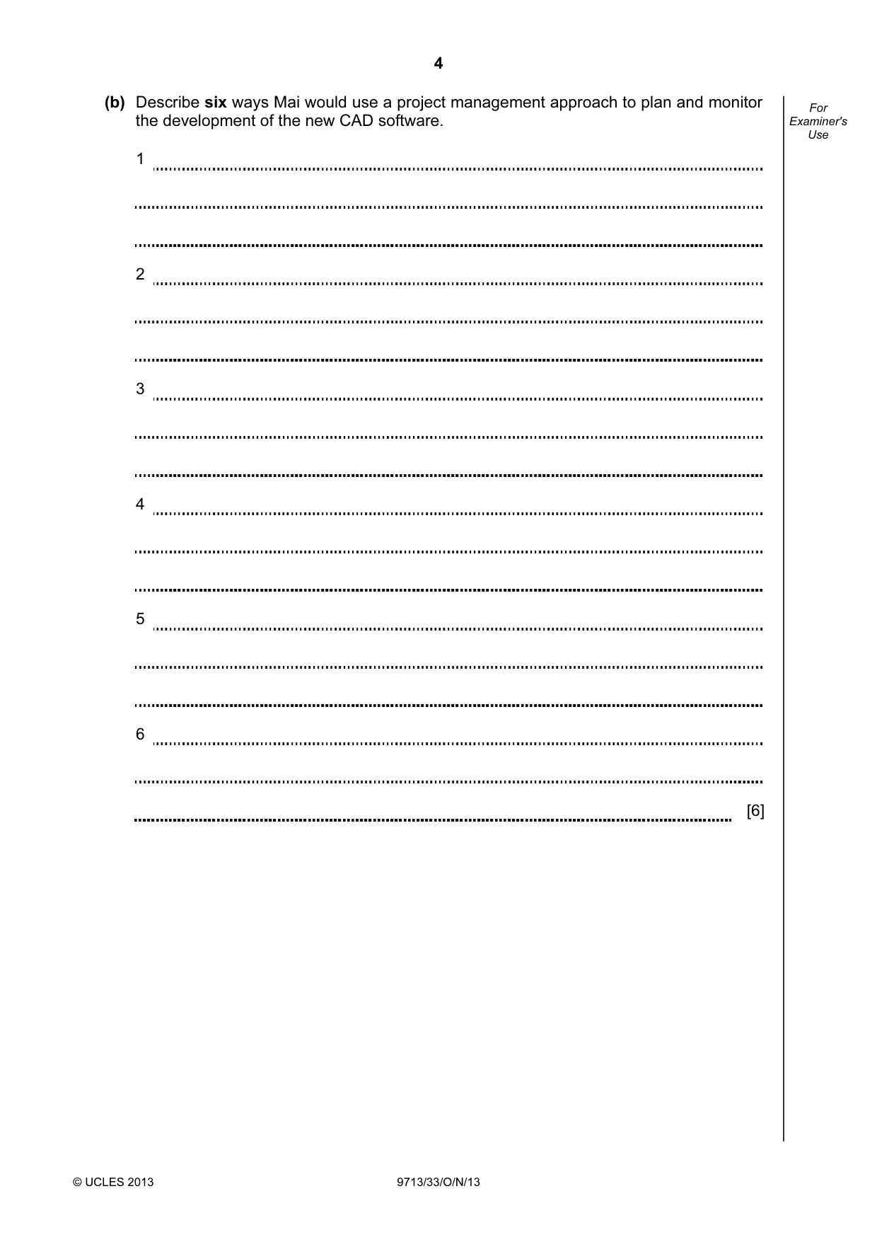 Cambridge A Level Applied Information and Communication Technology 9713 2013 Oct/Nov Paper 3 · Variant 3 question paper, page 4 of 16