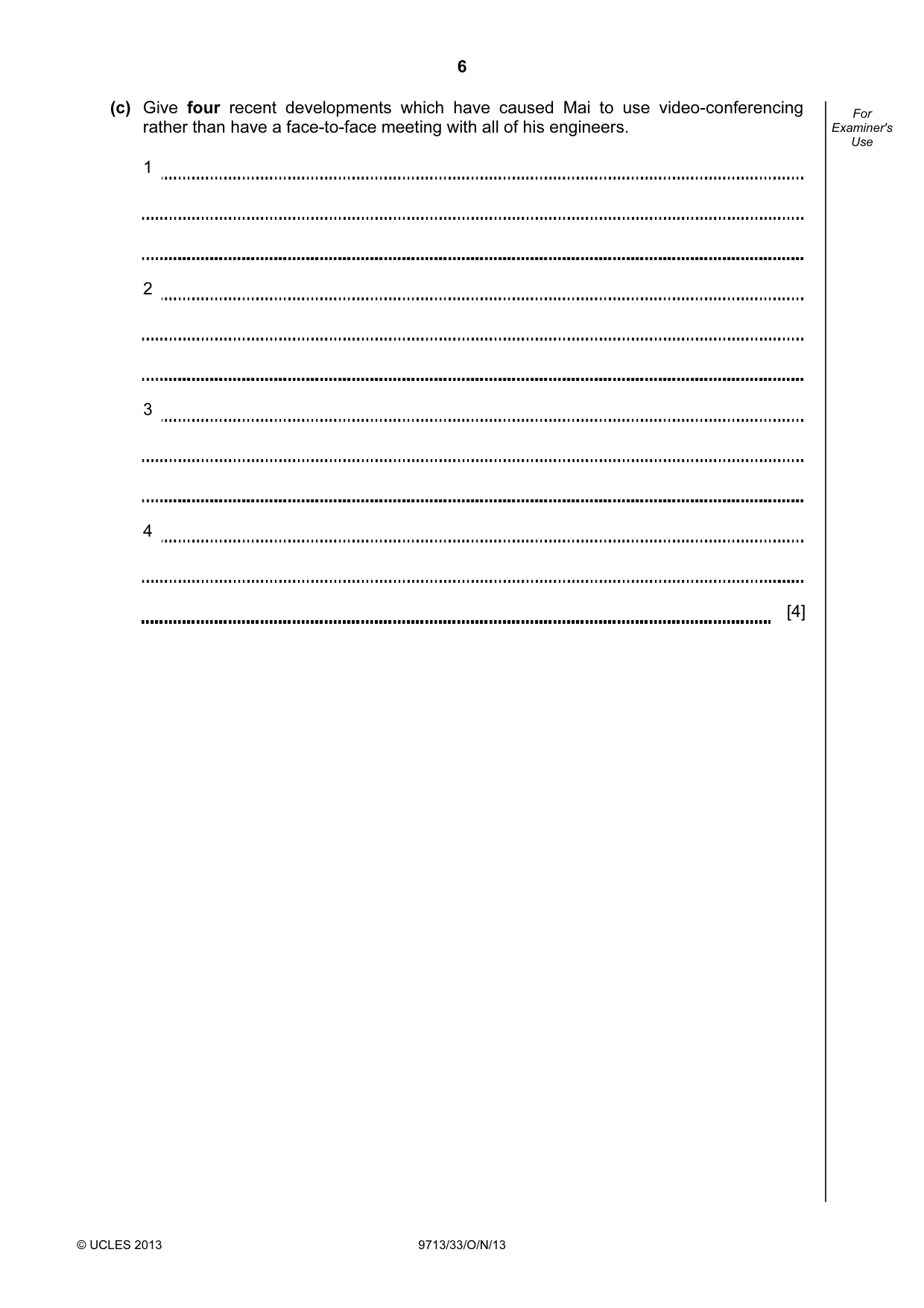 Cambridge A Level Applied Information and Communication Technology 9713 2013 Oct/Nov Paper 3 · Variant 3 question paper, page 6 of 16
