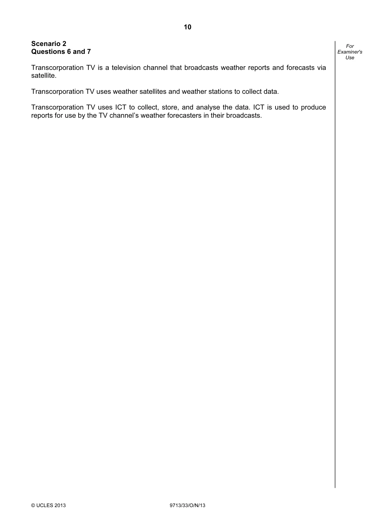 Cambridge A Level Applied Information and Communication Technology 9713 2013 Oct/Nov Paper 3 · Variant 3 question paper, page 10 of 16