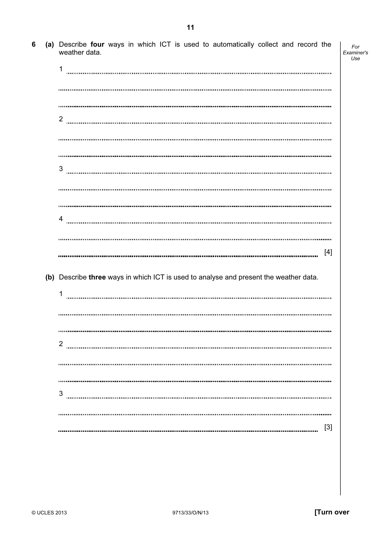 Cambridge A Level Applied Information and Communication Technology 9713 2013 Oct/Nov Paper 3 · Variant 3 question paper, page 11 of 16