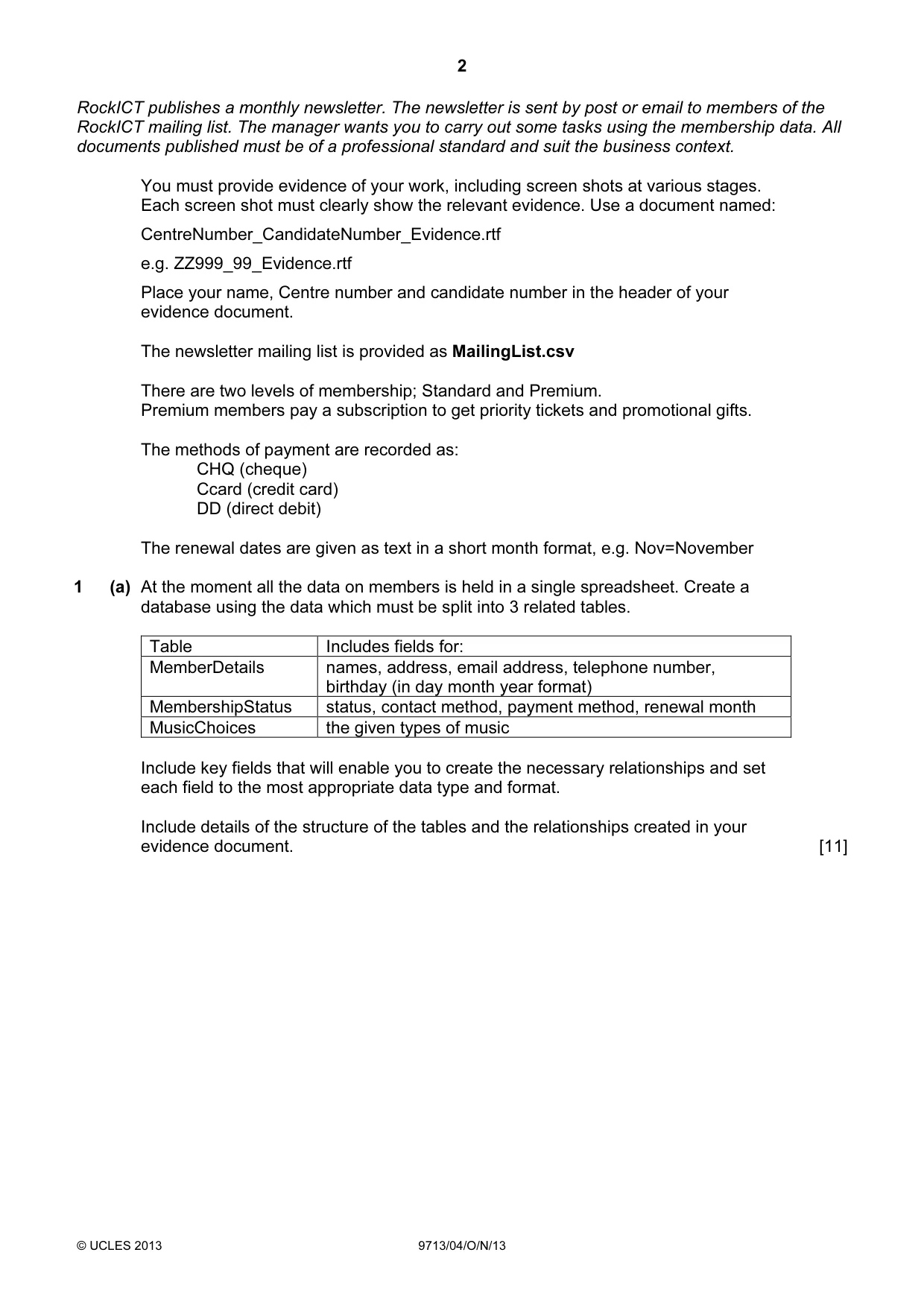 Cambridge A Level Applied Information and Communication Technology 9713 2013 Oct/Nov Paper 4 · Variant 1 question paper, page 2 of 4