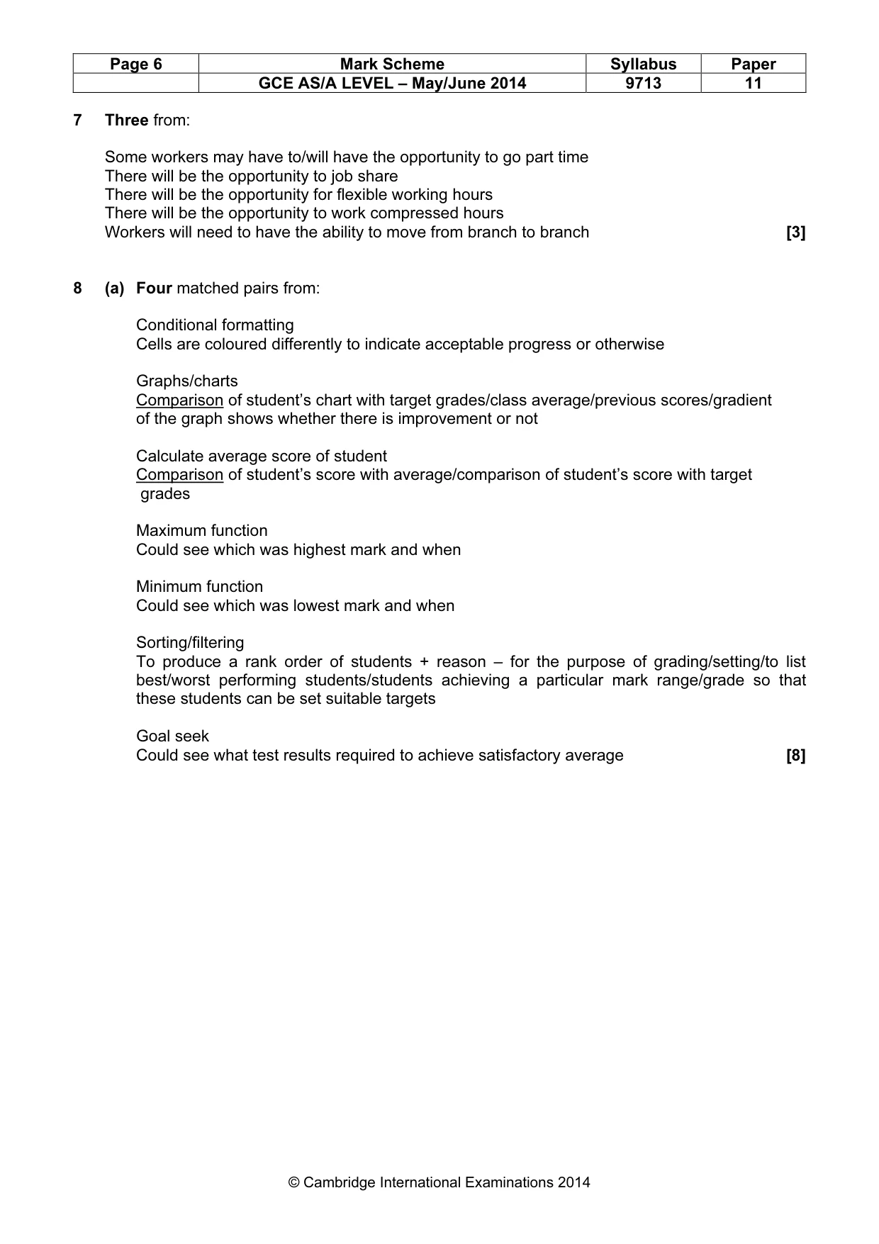 Mark scheme, page 6 of 8