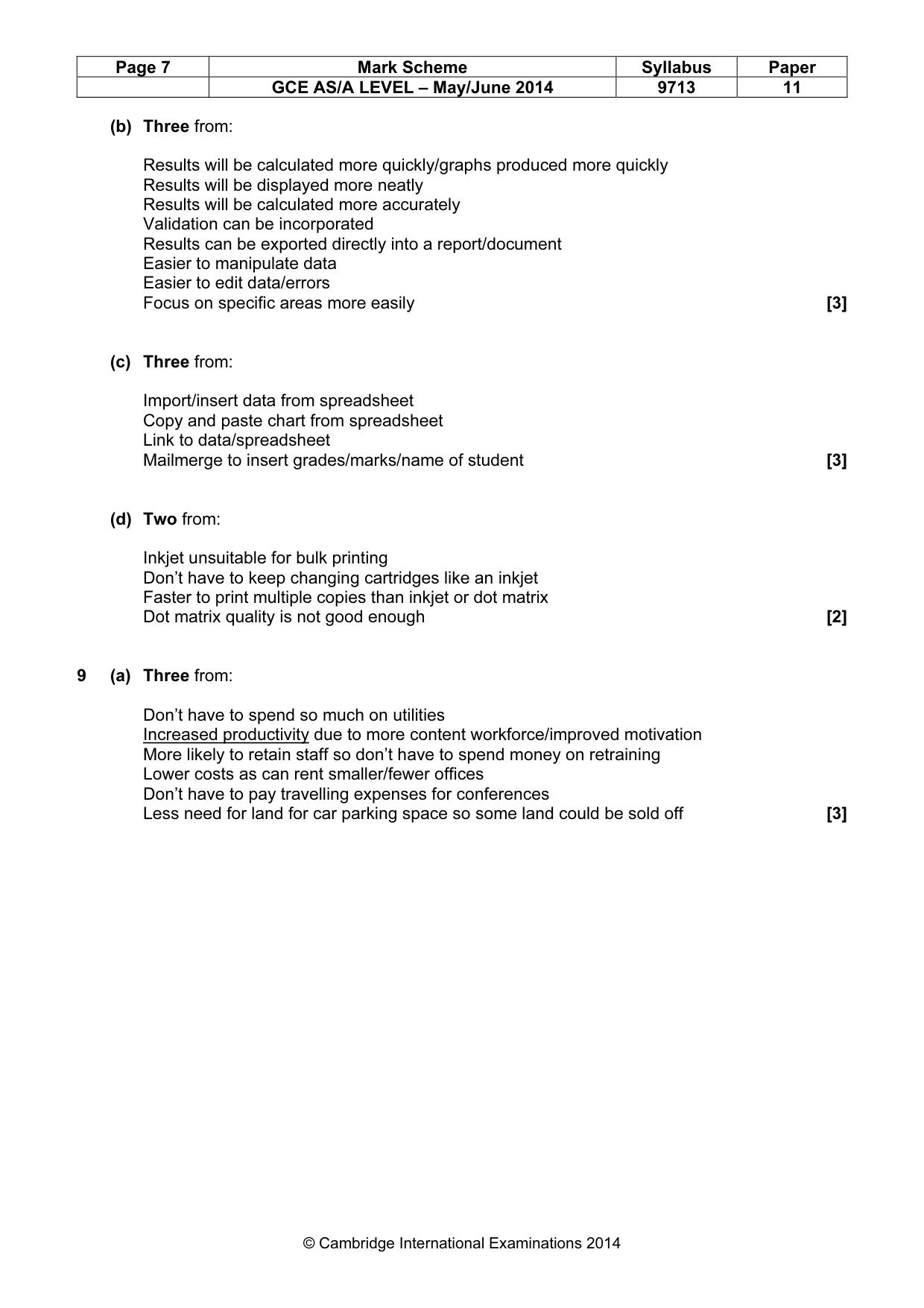 Mark scheme, page 7 of 8