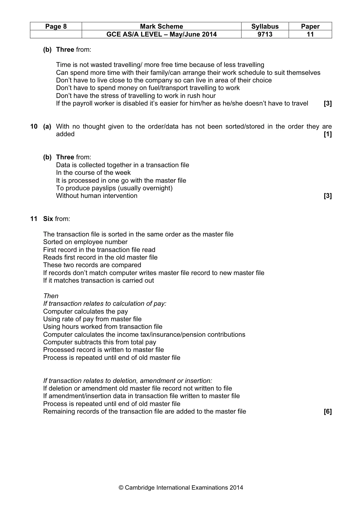 Mark scheme, page 8 of 8