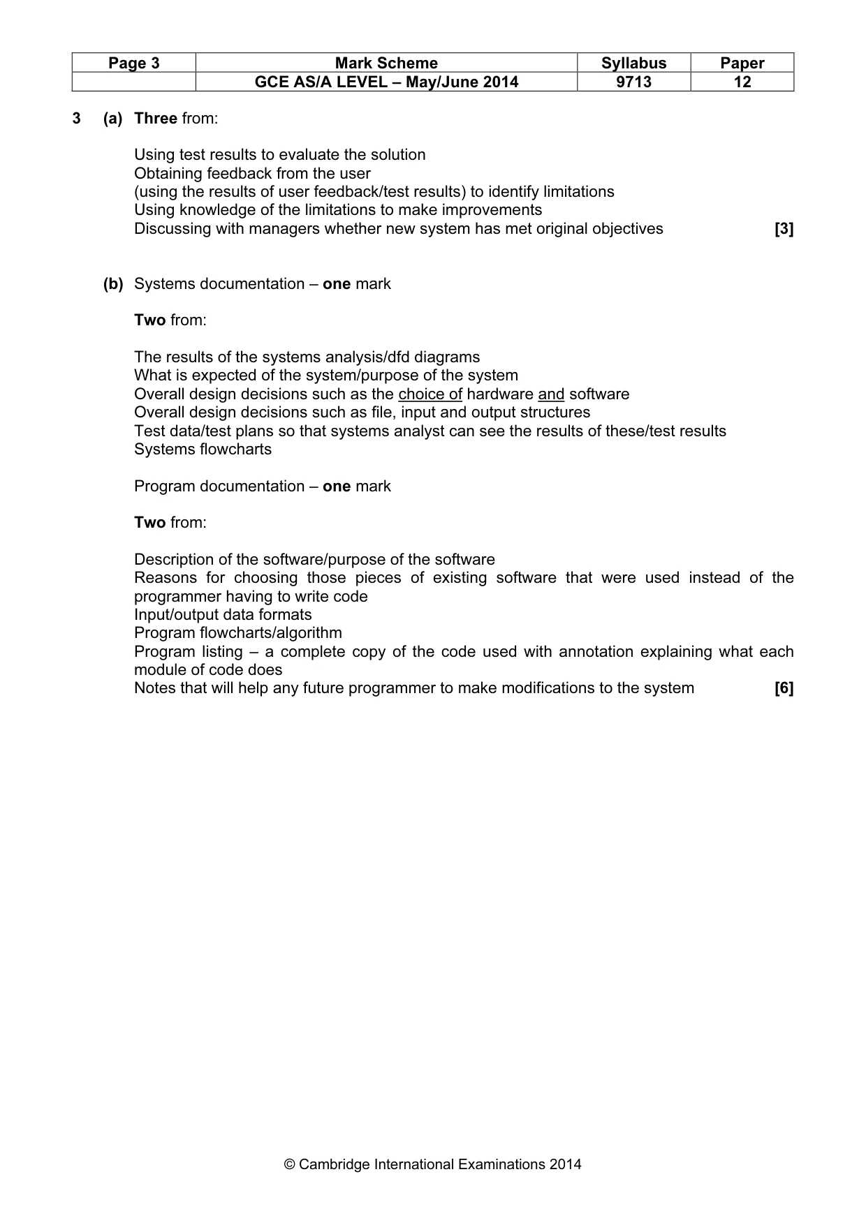 Mark scheme, page 3 of 8