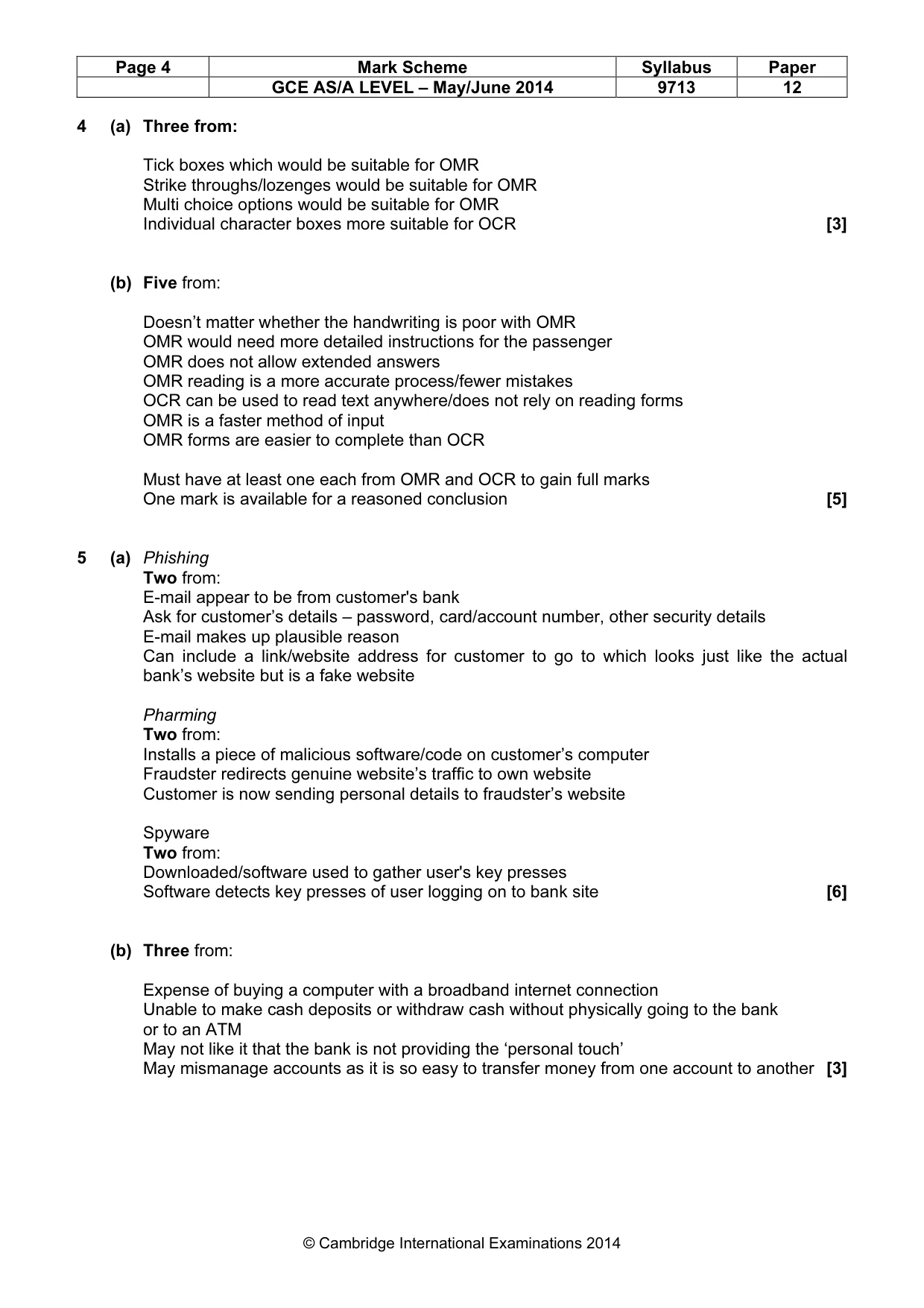 Mark scheme, page 4 of 8
