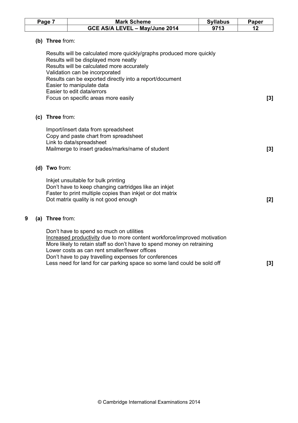 Mark scheme, page 7 of 8