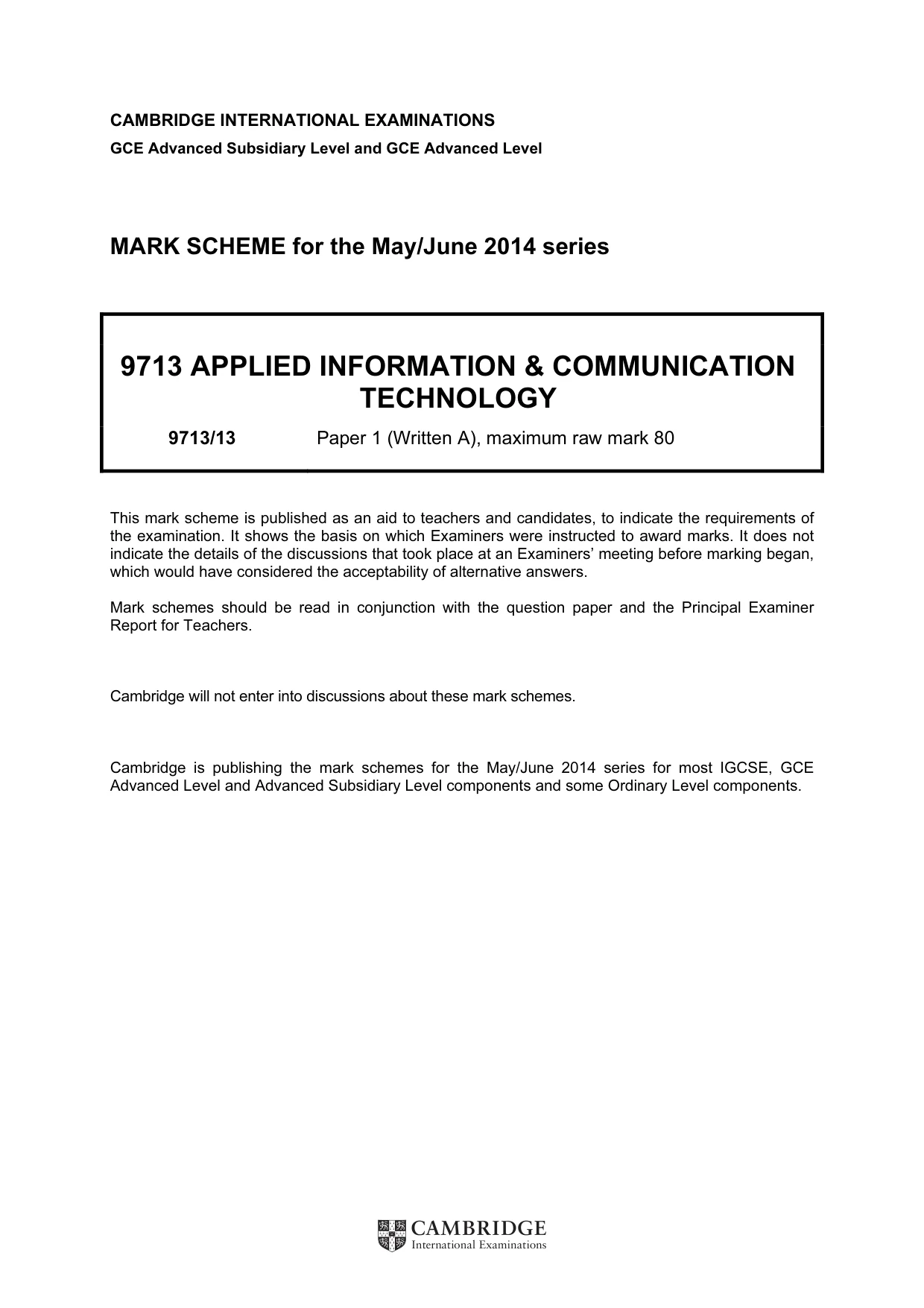 Mark scheme, page 1 of 6