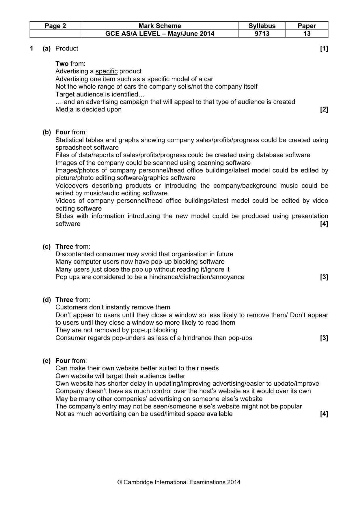 Mark scheme, page 2 of 6