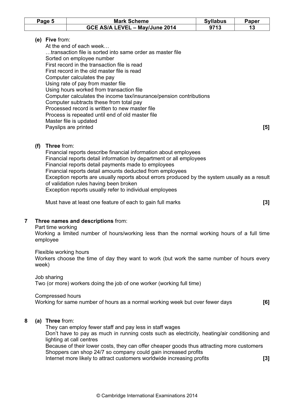 Mark scheme, page 5 of 6
