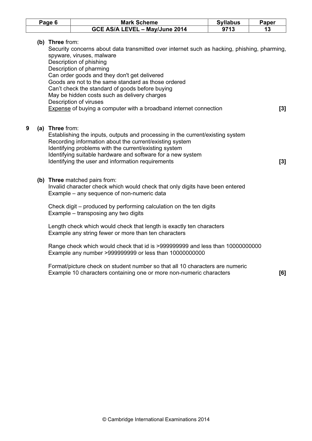 Mark scheme, page 6 of 6