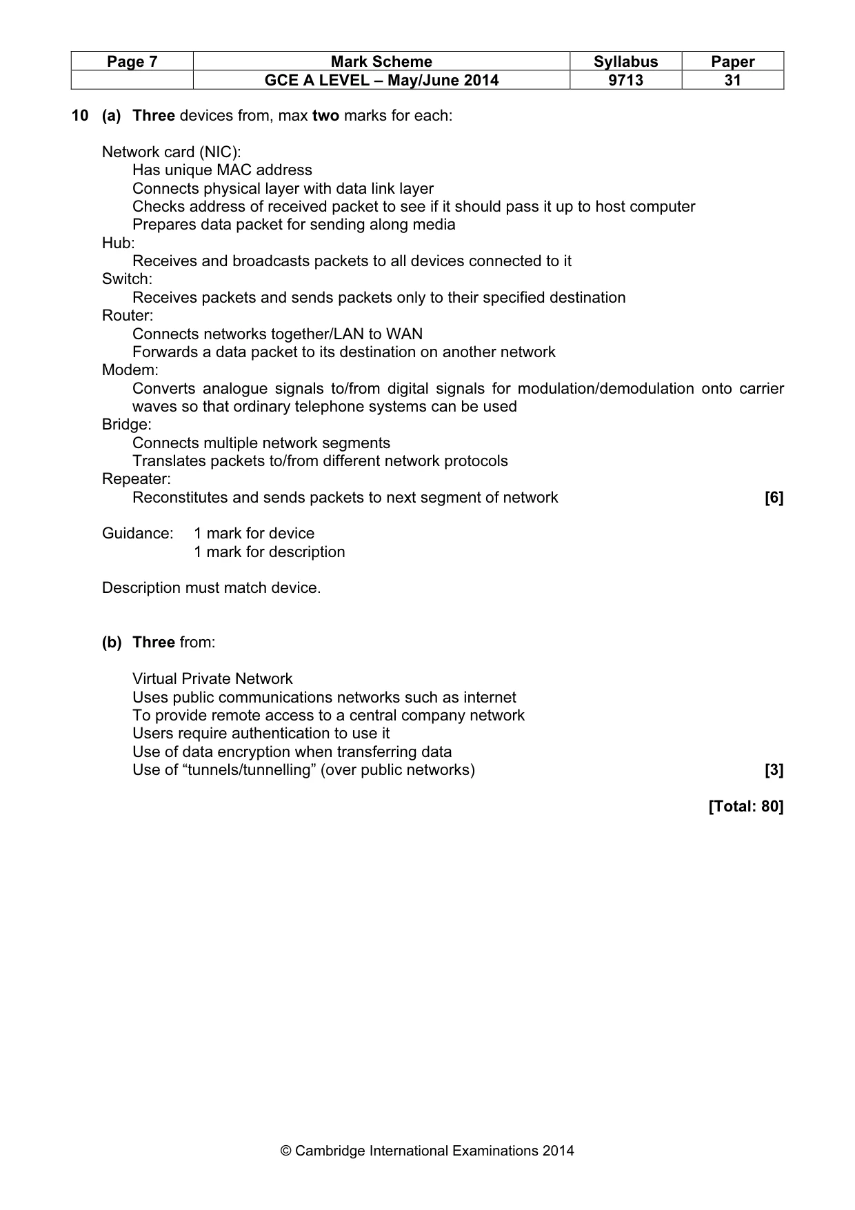 Mark scheme, page 7 of 7