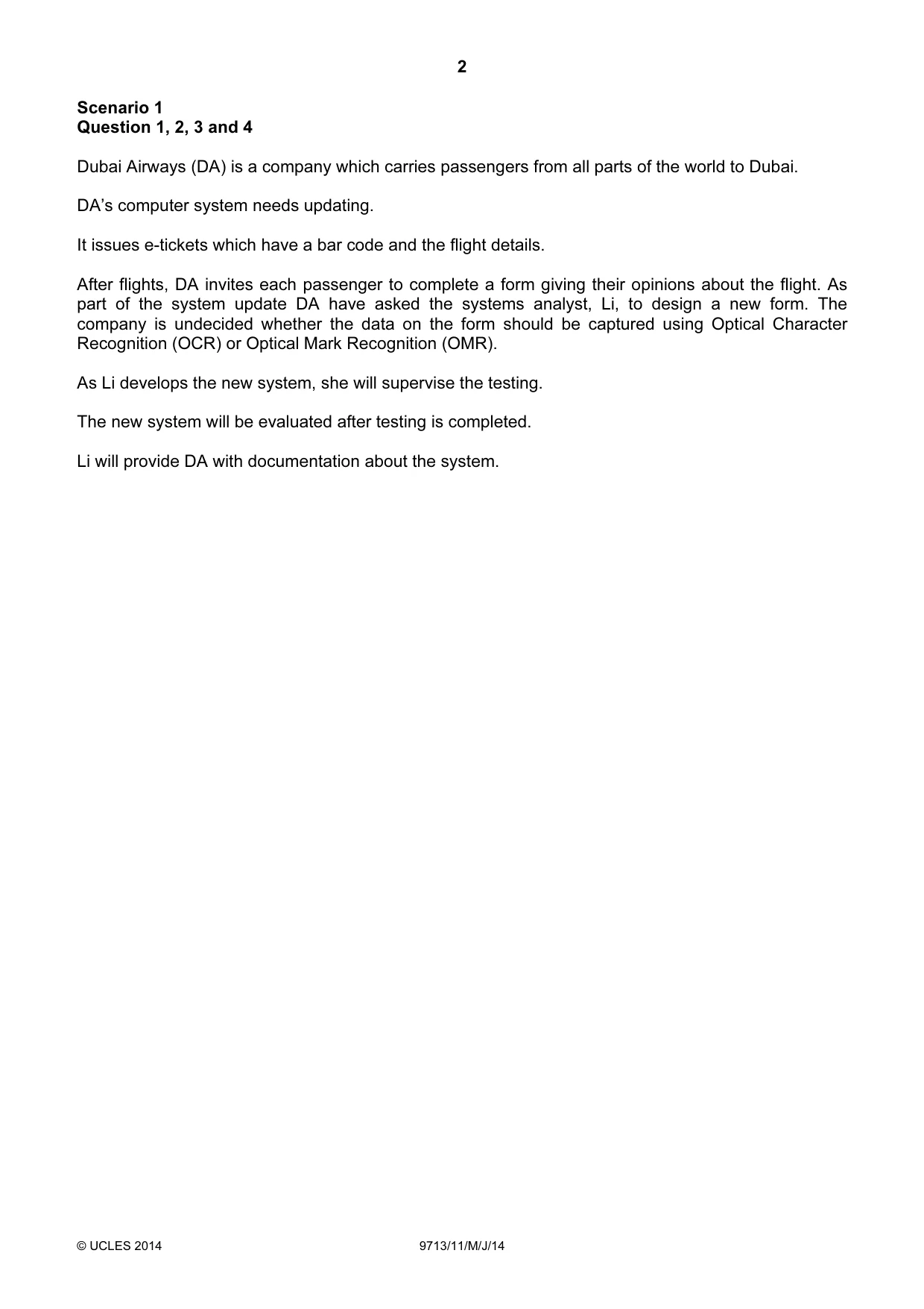 Cambridge A Level Applied Information and Communication Technology 9713 2014 May/June Paper 1 · Variant 1 question paper, page 2 of 20