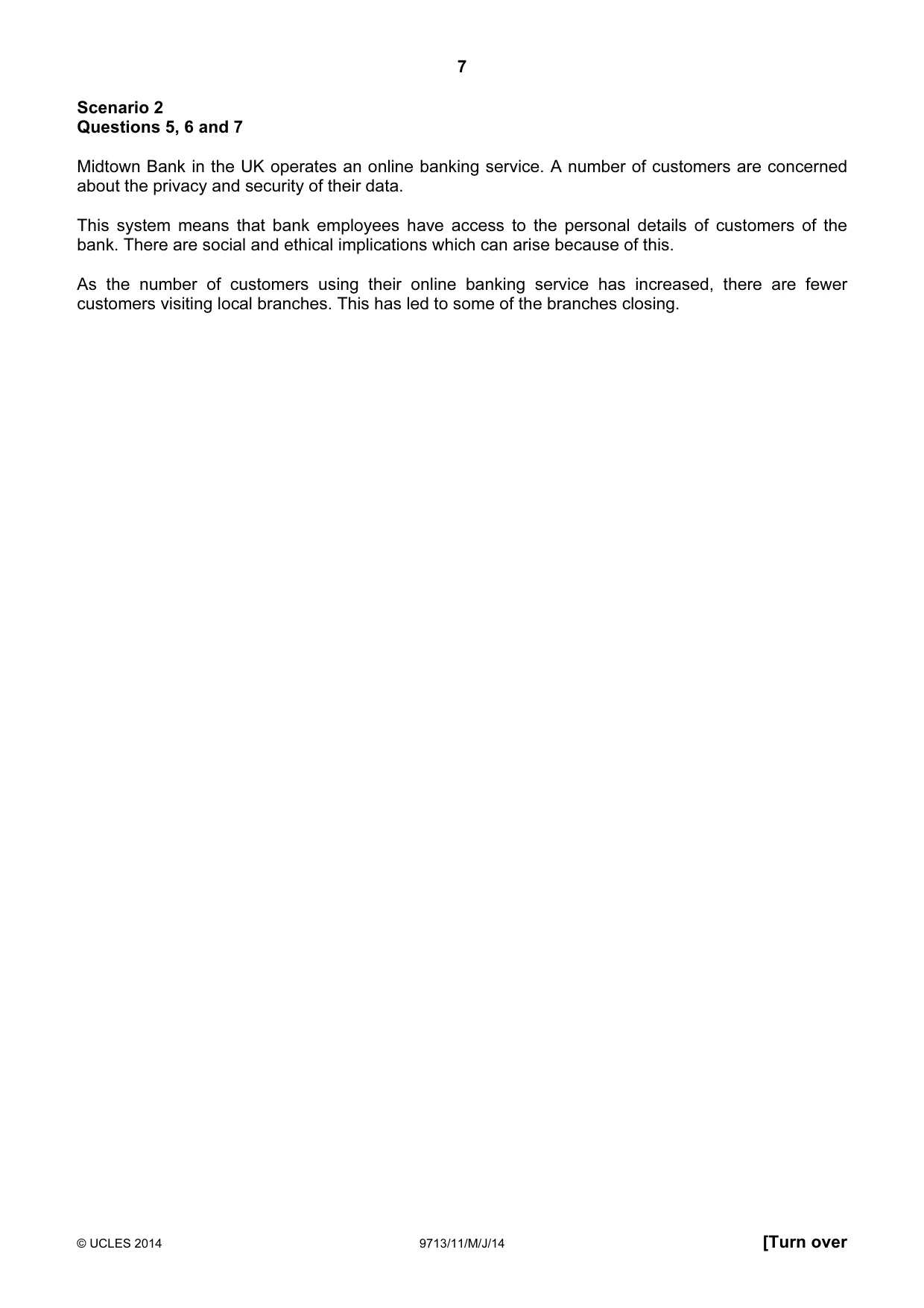 Cambridge A Level Applied Information and Communication Technology 9713 2014 May/June Paper 1 · Variant 1 question paper, page 7 of 20