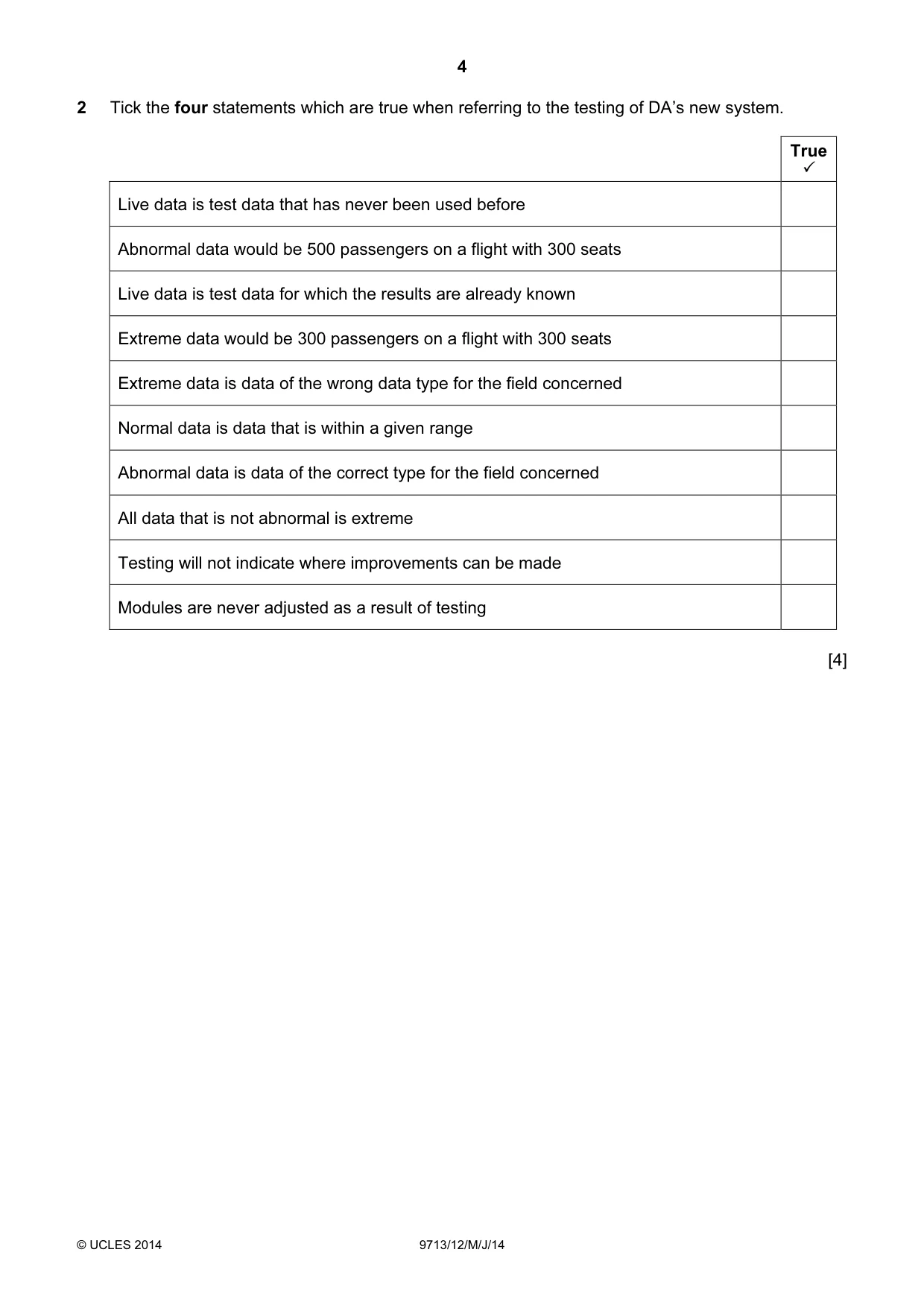 Cambridge A Level Applied Information and Communication Technology 9713 2014 May/June Paper 1 · Variant 2 question paper, page 4 of 20