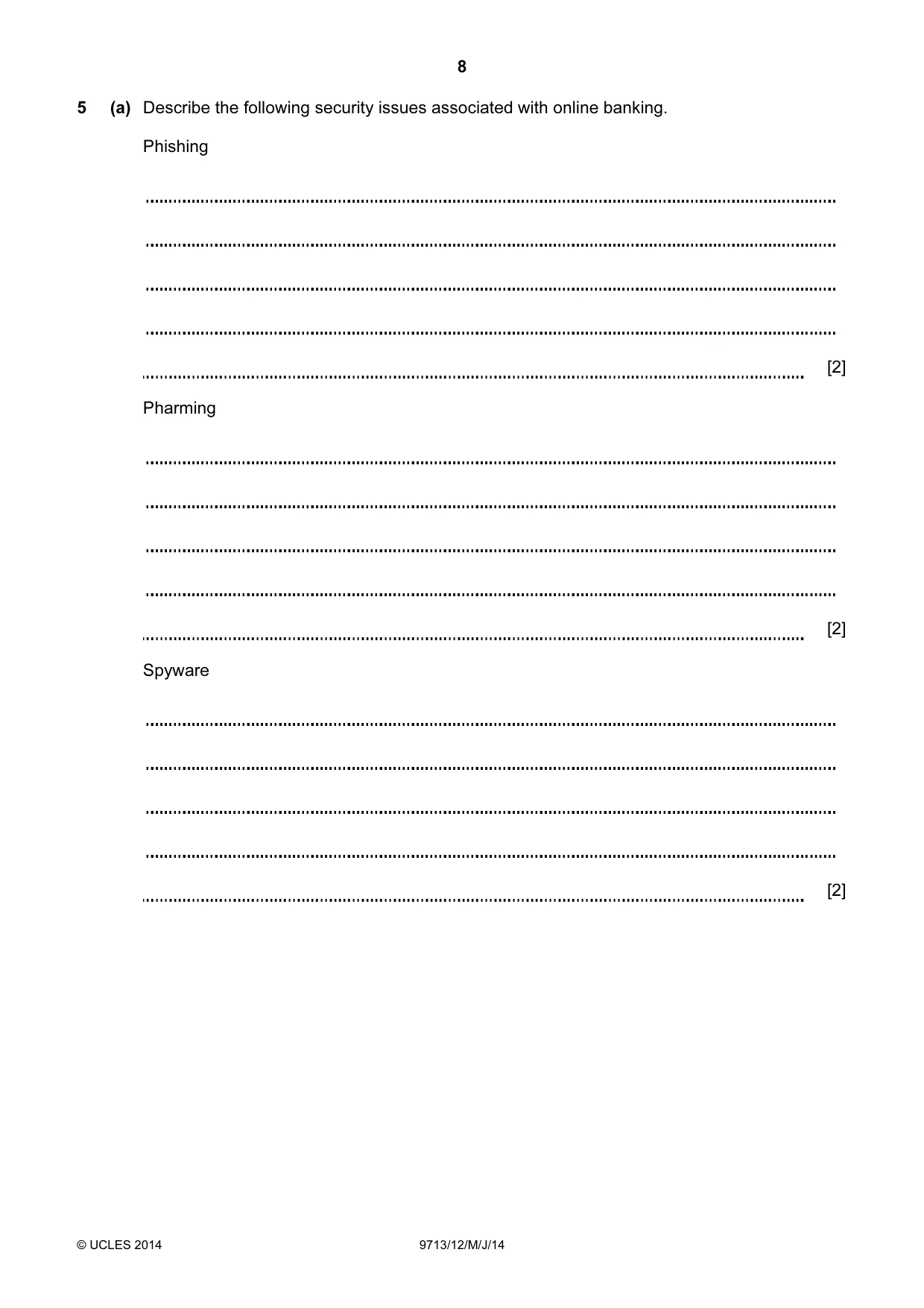 Cambridge A Level Applied Information and Communication Technology 9713 2014 May/June Paper 1 · Variant 2 question paper, page 8 of 20
