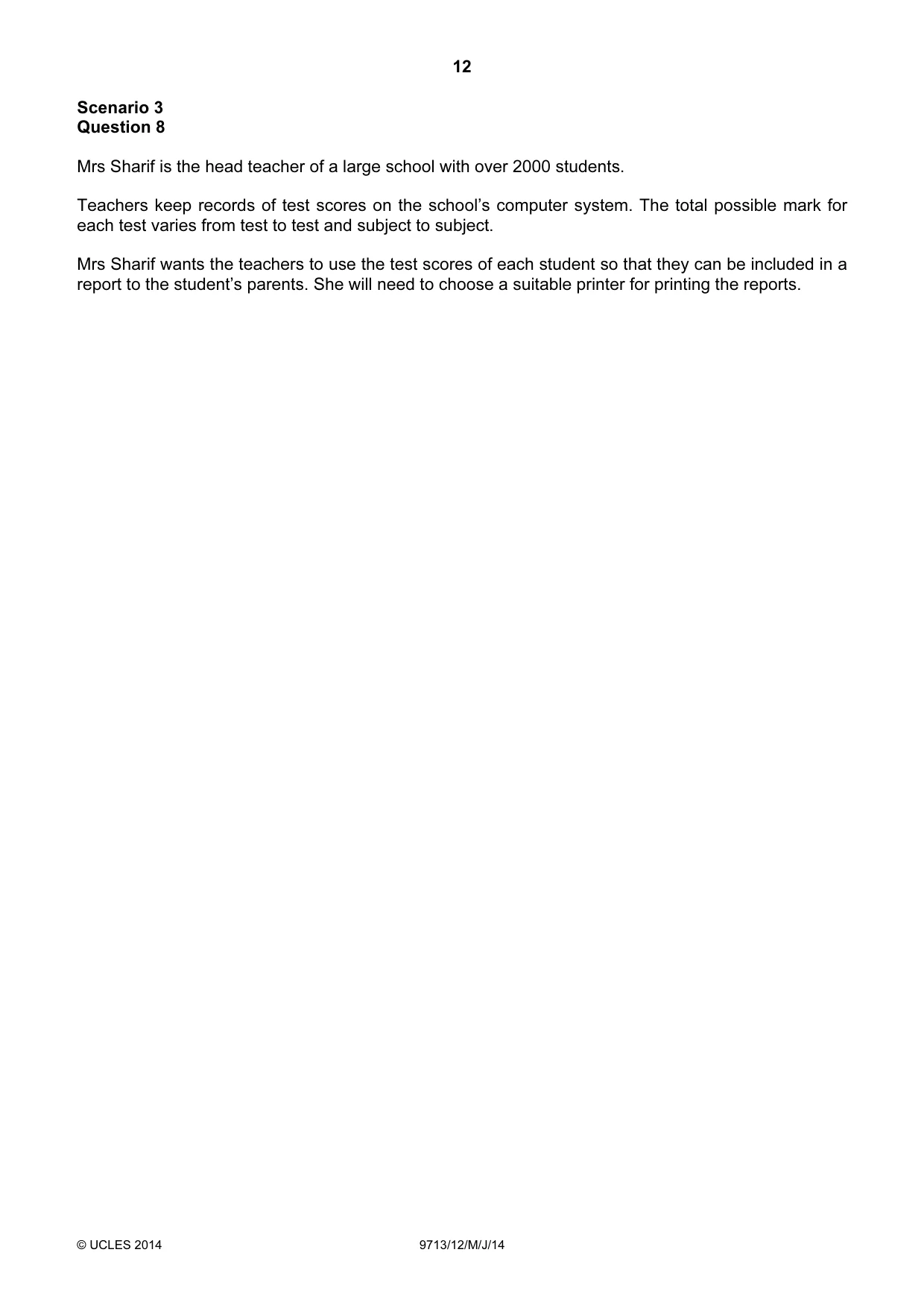 Cambridge A Level Applied Information and Communication Technology 9713 2014 May/June Paper 1 · Variant 2 question paper, page 12 of 20