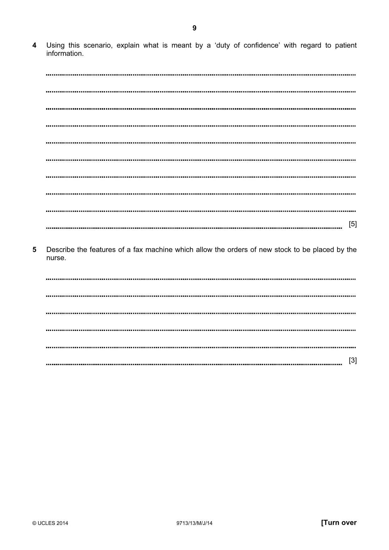 Cambridge A Level Applied Information and Communication Technology 9713 2014 May/June Paper 1 · Variant 3 question paper, page 9 of 16