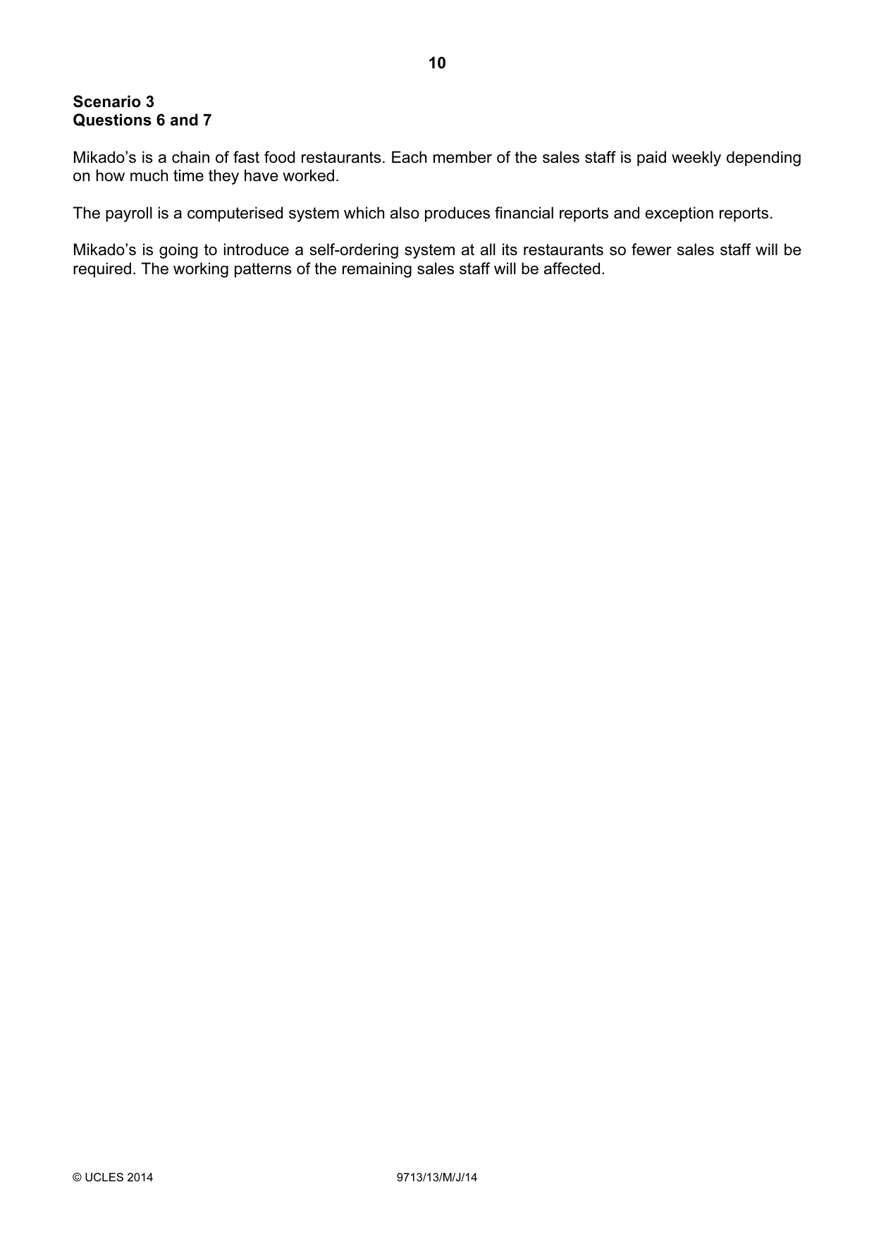 Cambridge A Level Applied Information and Communication Technology 9713 2014 May/June Paper 1 · Variant 3 question paper, page 10 of 16
