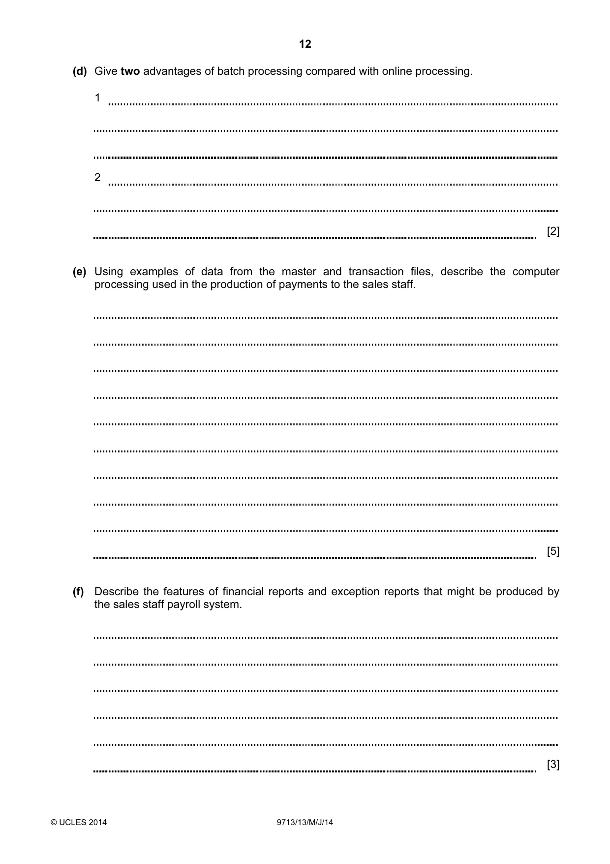 Cambridge A Level Applied Information and Communication Technology 9713 2014 May/June Paper 1 · Variant 3 question paper, page 12 of 16