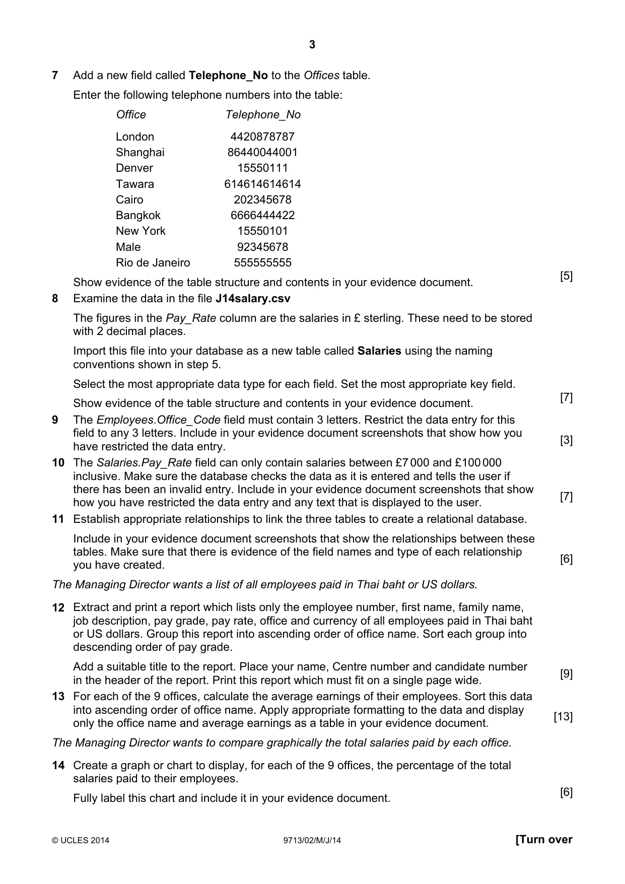 Cambridge A Level Applied Information and Communication Technology 9713 2014 May/June Paper 2 · Variant 1 question paper, page 3 of 4
