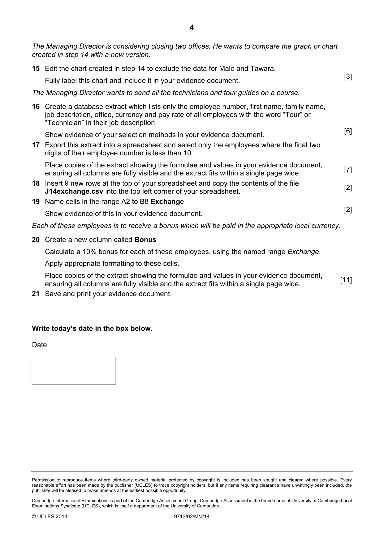Cambridge A Level Applied Information and Communication Technology 9713 2014 May/June Paper 2 · Variant 1 question paper, page 4 of 4