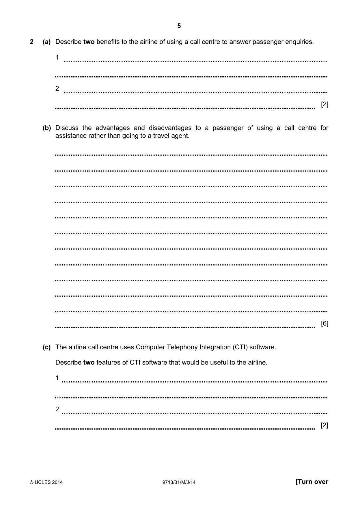 Cambridge A Level Applied Information and Communication Technology 9713 2014 May/June Paper 3 · Variant 1 question paper, page 5 of 16