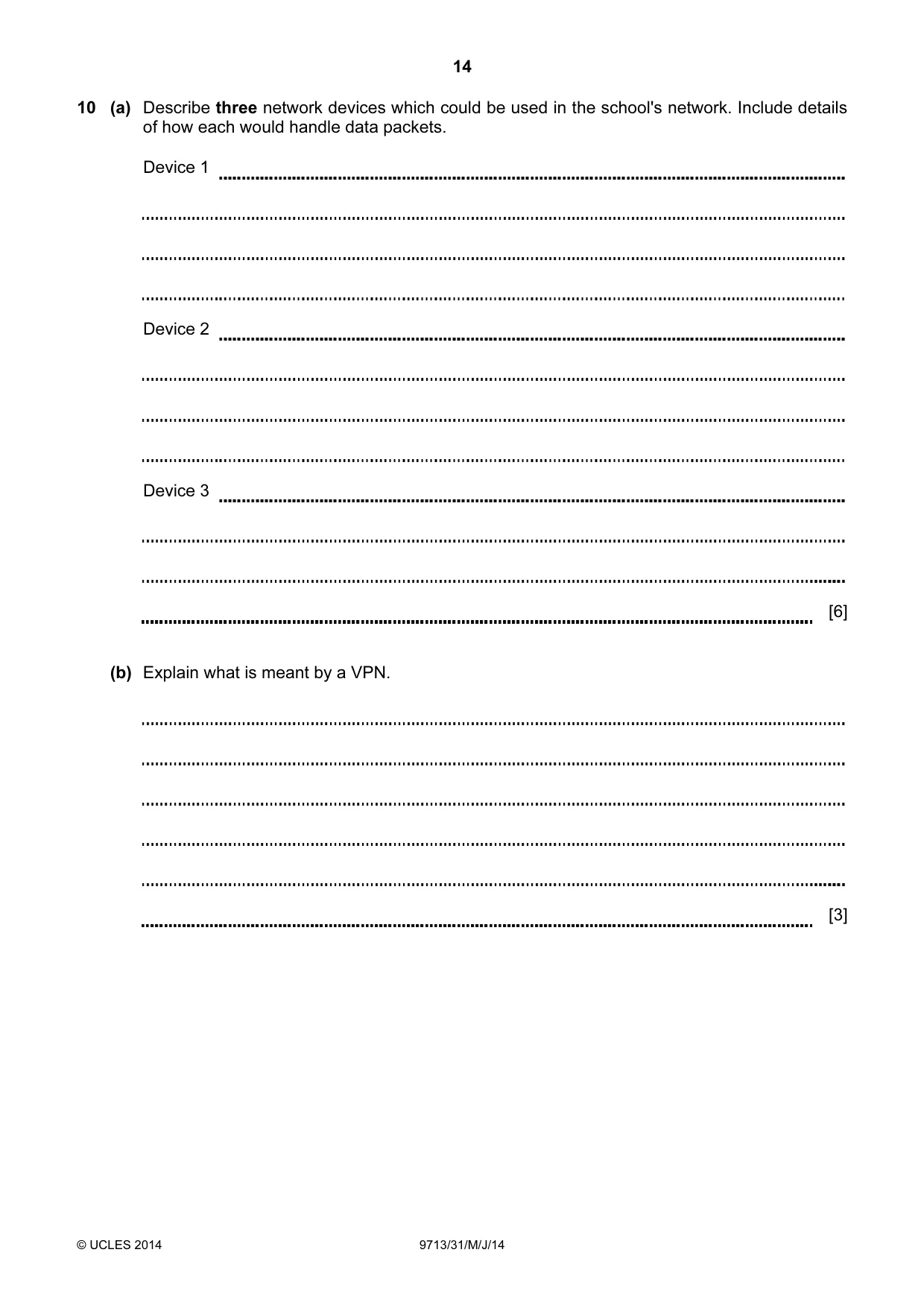 Cambridge A Level Applied Information and Communication Technology 9713 2014 May/June Paper 3 · Variant 1 question paper, page 14 of 16