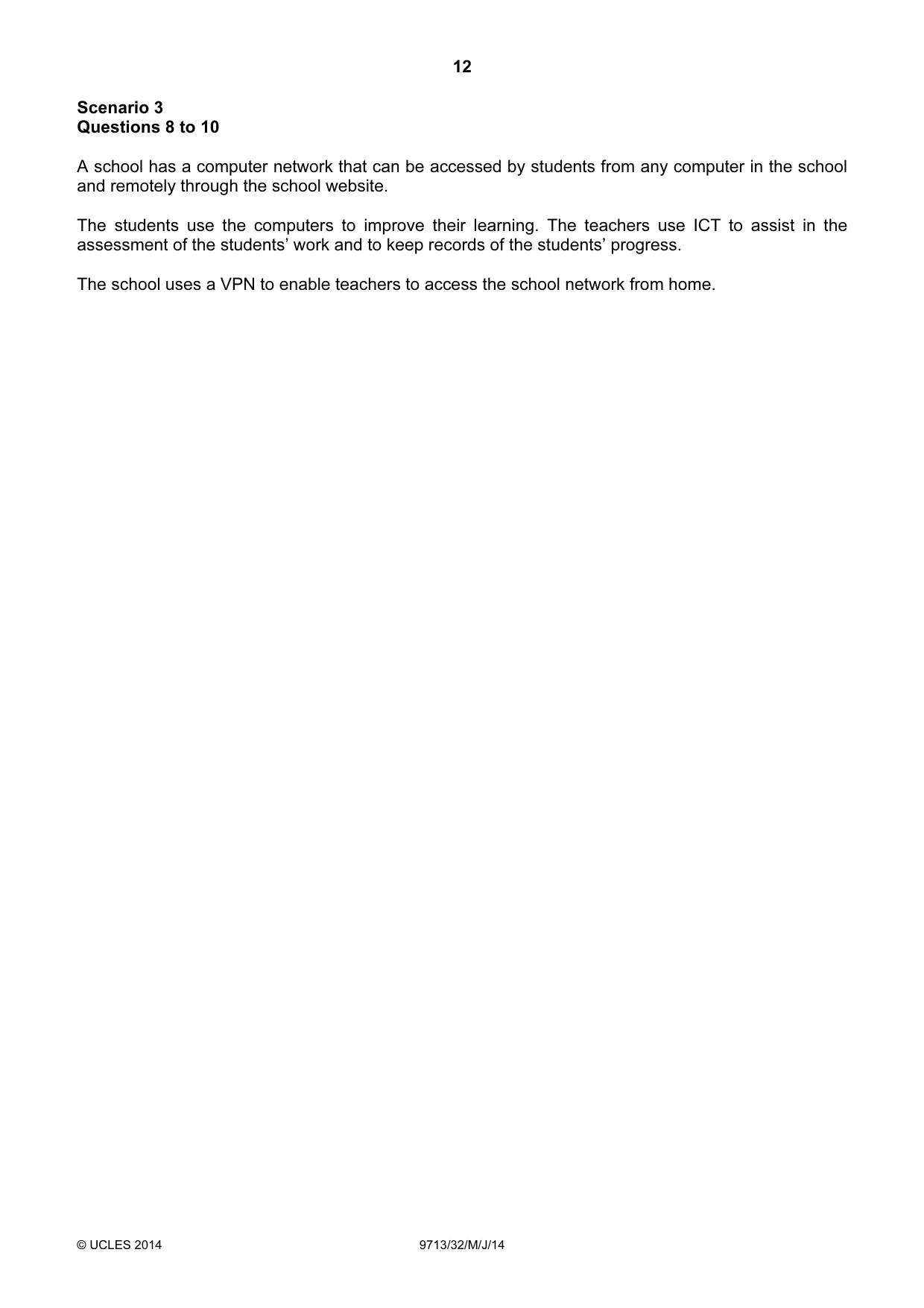 Cambridge A Level Applied Information and Communication Technology 9713 2014 May/June Paper 3 · Variant 2 question paper, page 12 of 16
