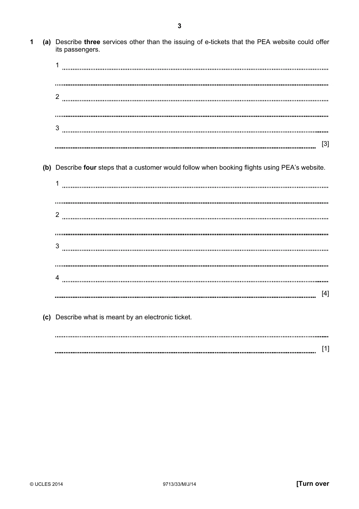 Cambridge A Level Applied Information and Communication Technology 9713 2014 May/June Paper 3 · Variant 3 question paper, page 3 of 16