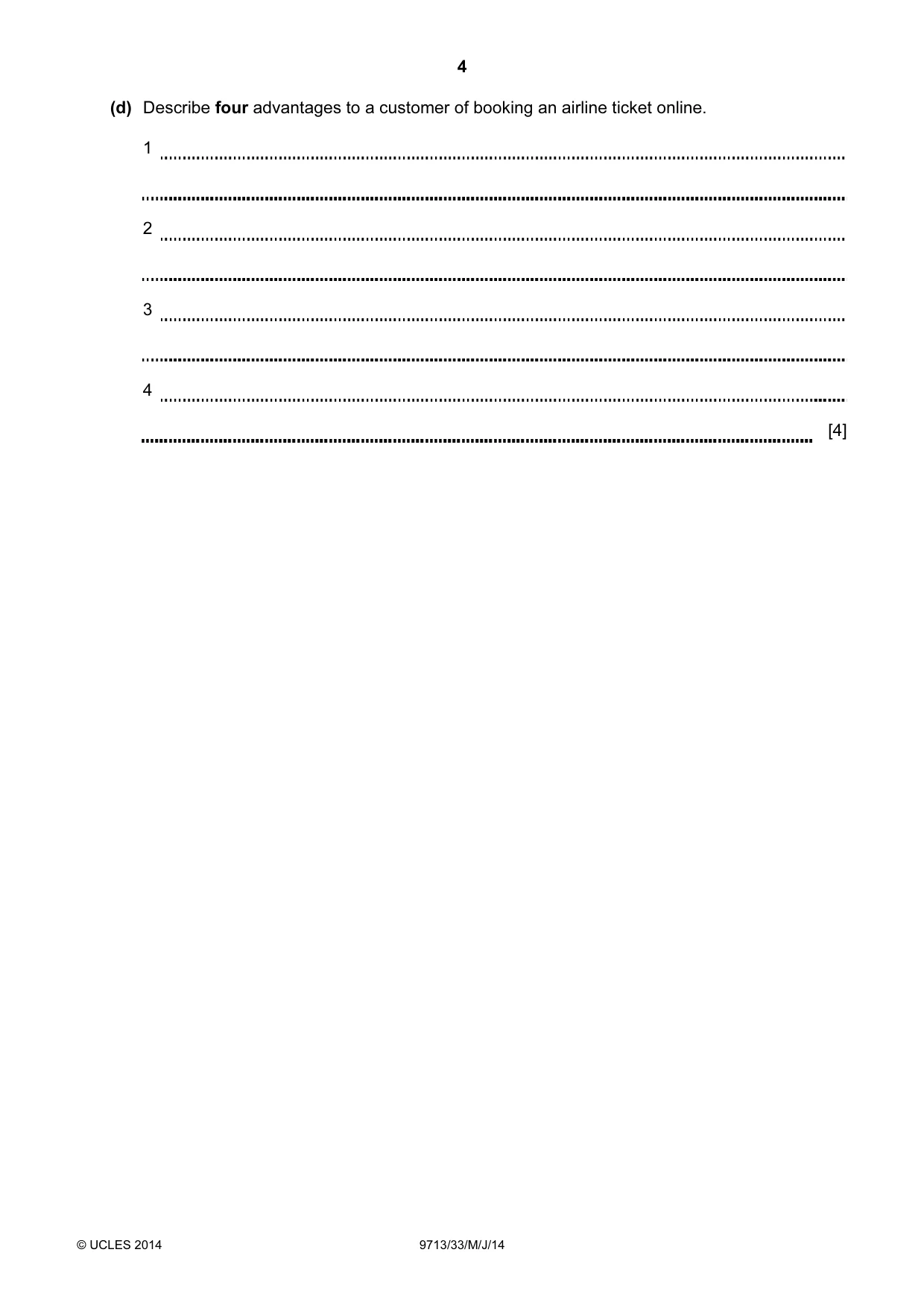 Cambridge A Level Applied Information and Communication Technology 9713 2014 May/June Paper 3 · Variant 3 question paper, page 4 of 16