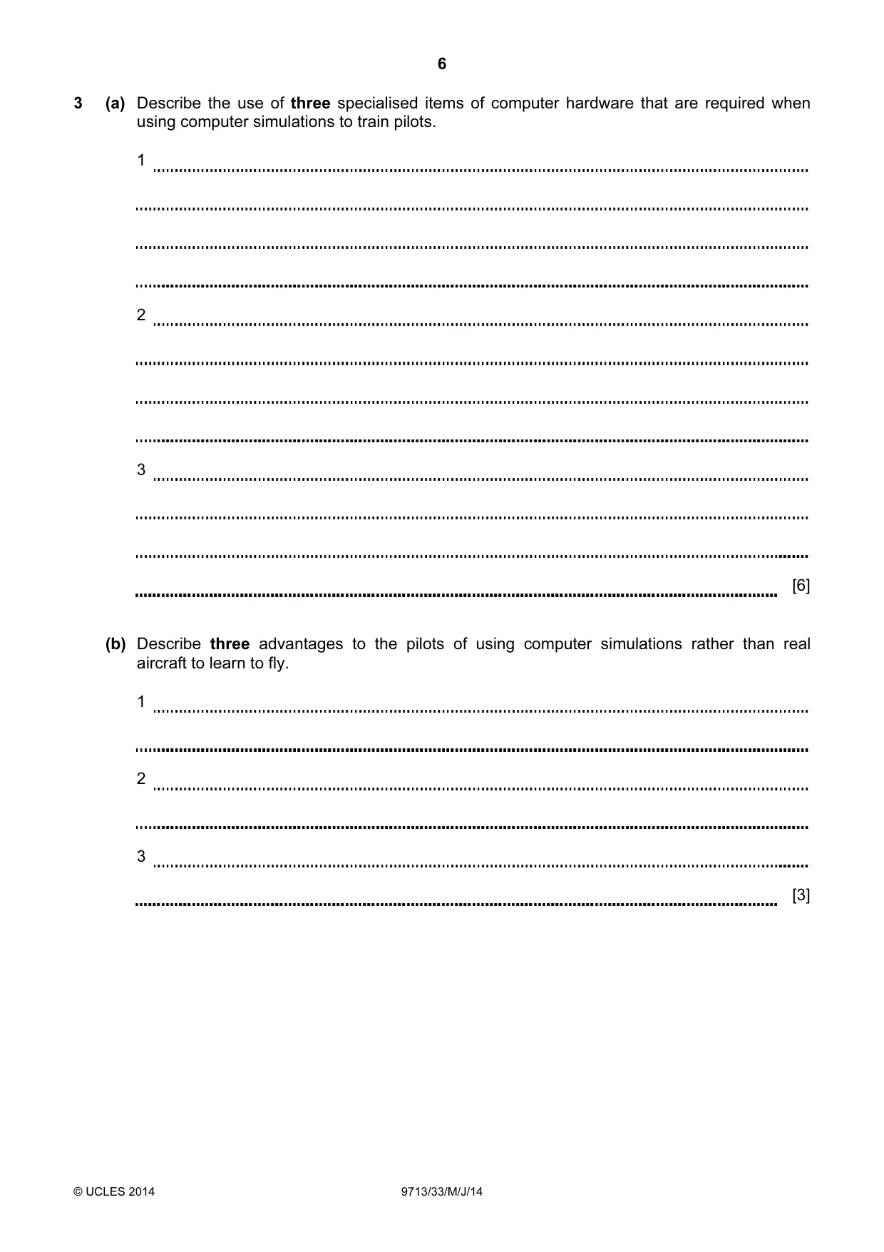 Cambridge A Level Applied Information and Communication Technology 9713 2014 May/June Paper 3 · Variant 3 question paper, page 6 of 16