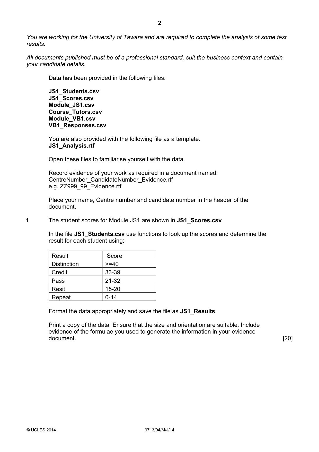 Cambridge A Level Applied Information and Communication Technology 9713 2014 May/June Paper 4 · Variant 1 question paper, page 2 of 8