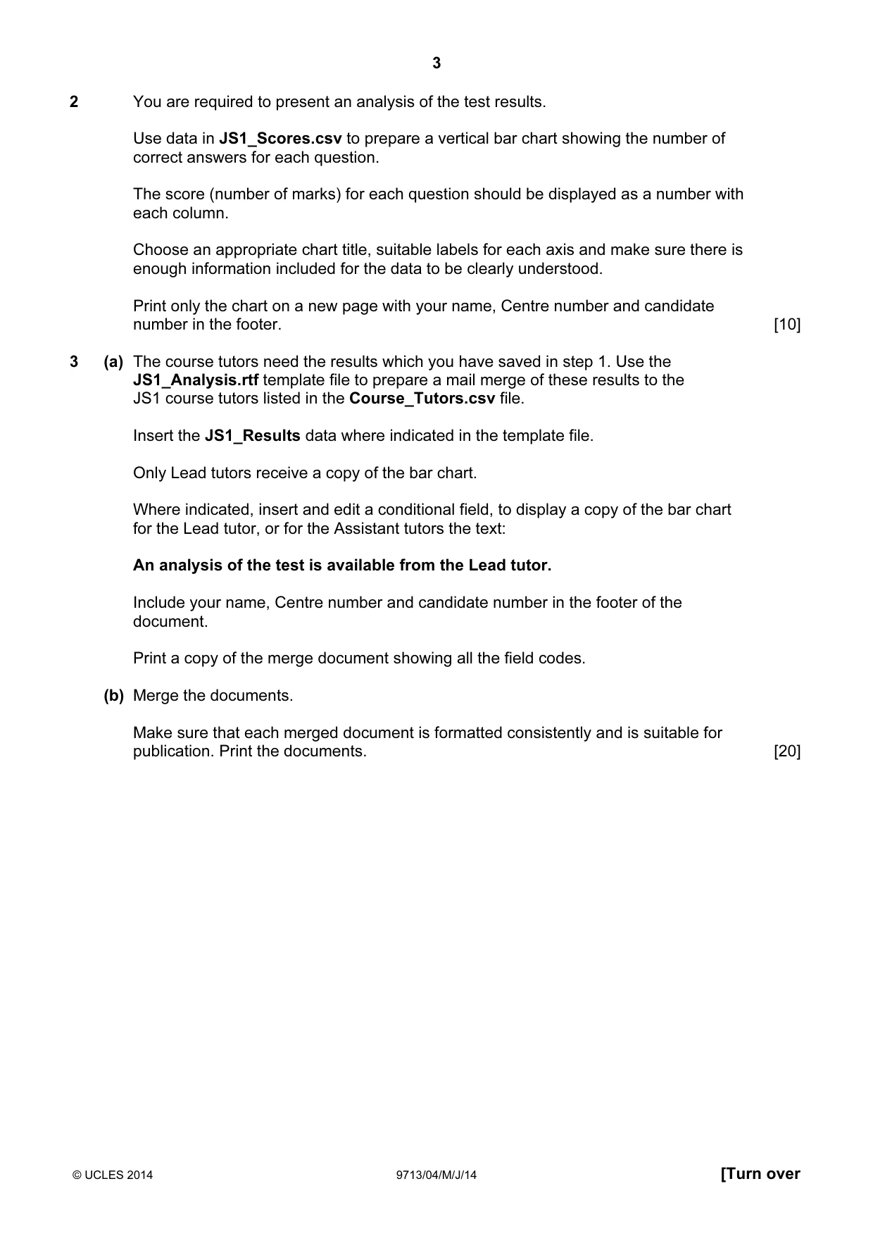 Cambridge A Level Applied Information and Communication Technology 9713 2014 May/June Paper 4 · Variant 1 question paper, page 3 of 8