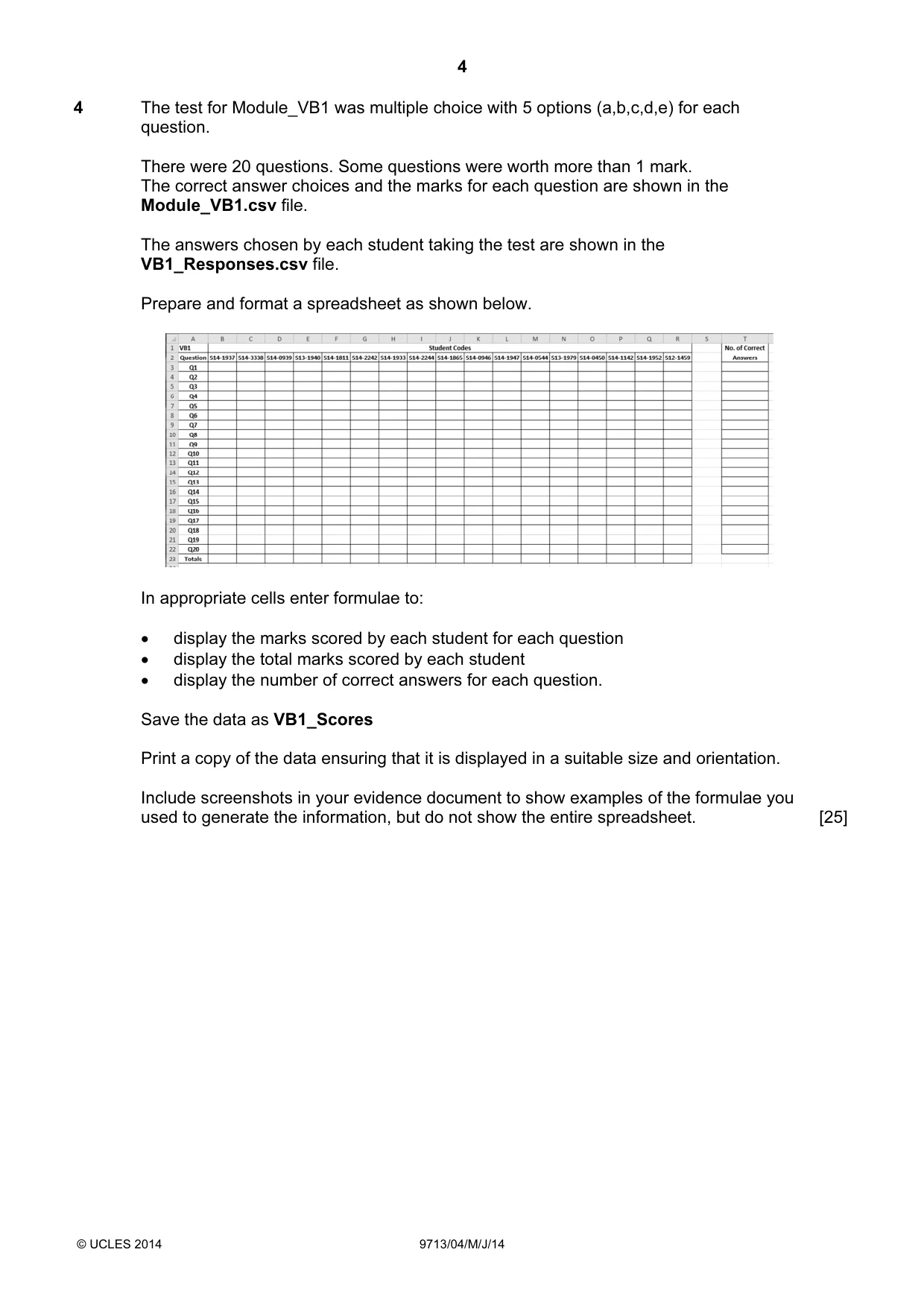 Cambridge A Level Applied Information and Communication Technology 9713 2014 May/June Paper 4 · Variant 1 question paper, page 4 of 8