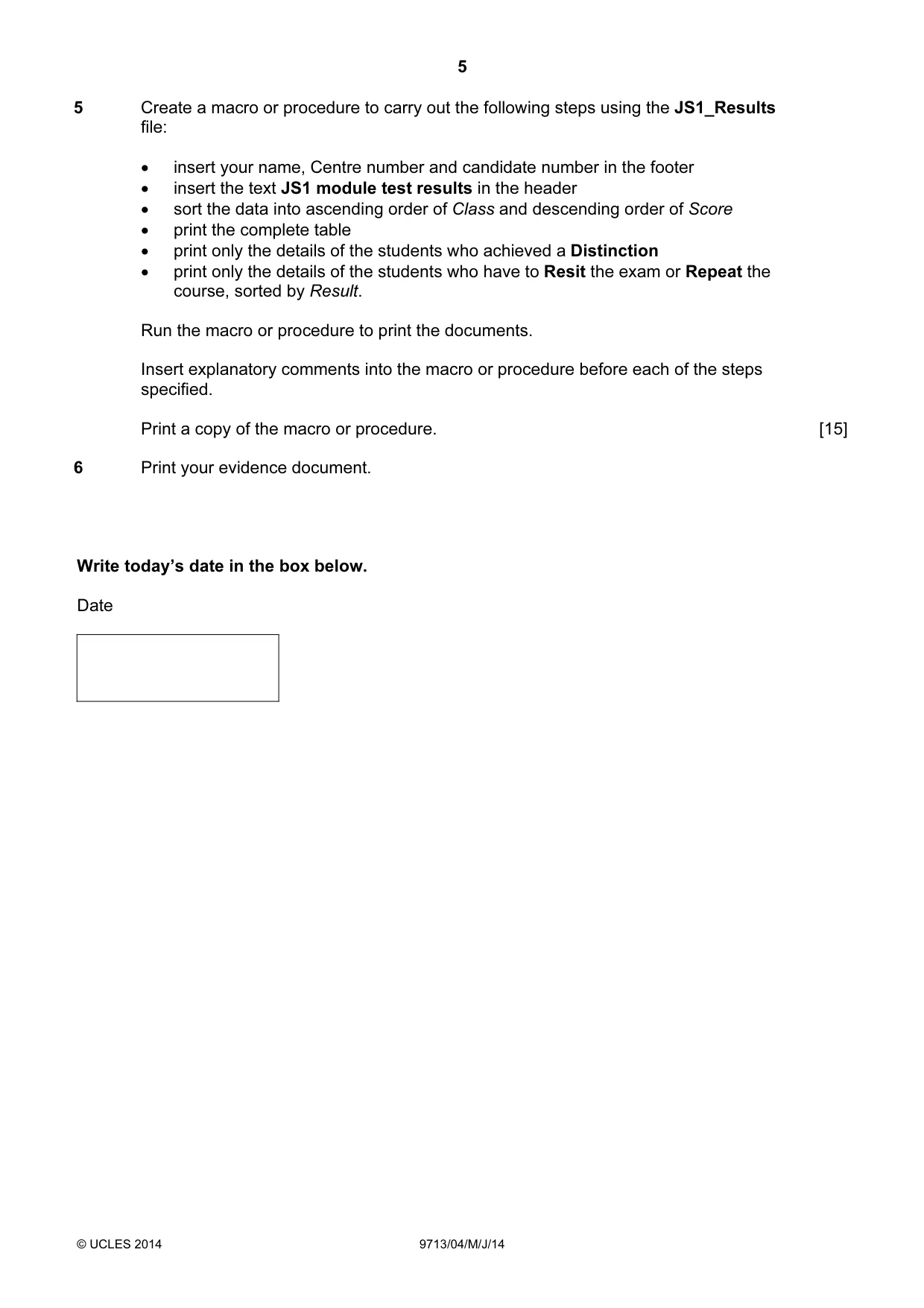 Cambridge A Level Applied Information and Communication Technology 9713 2014 May/June Paper 4 · Variant 1 question paper, page 5 of 8