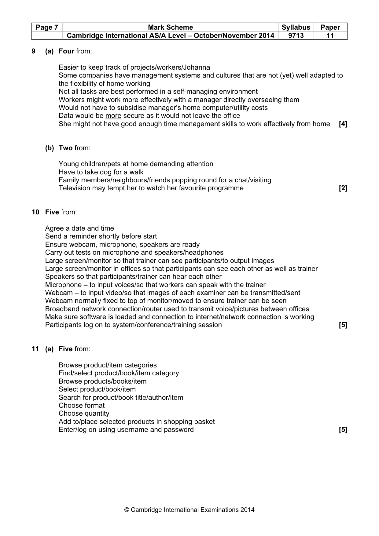 Mark scheme, page 7 of 8