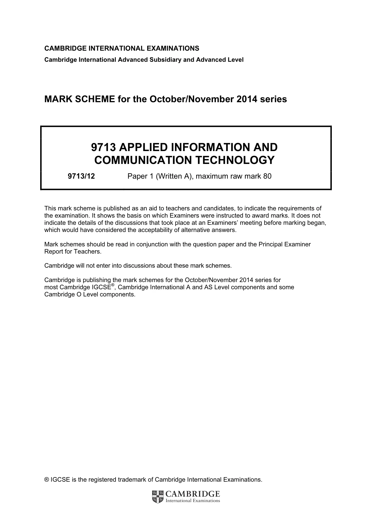 Mark scheme, page 1 of 8