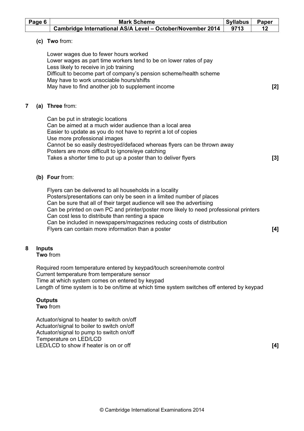 Mark scheme, page 6 of 8