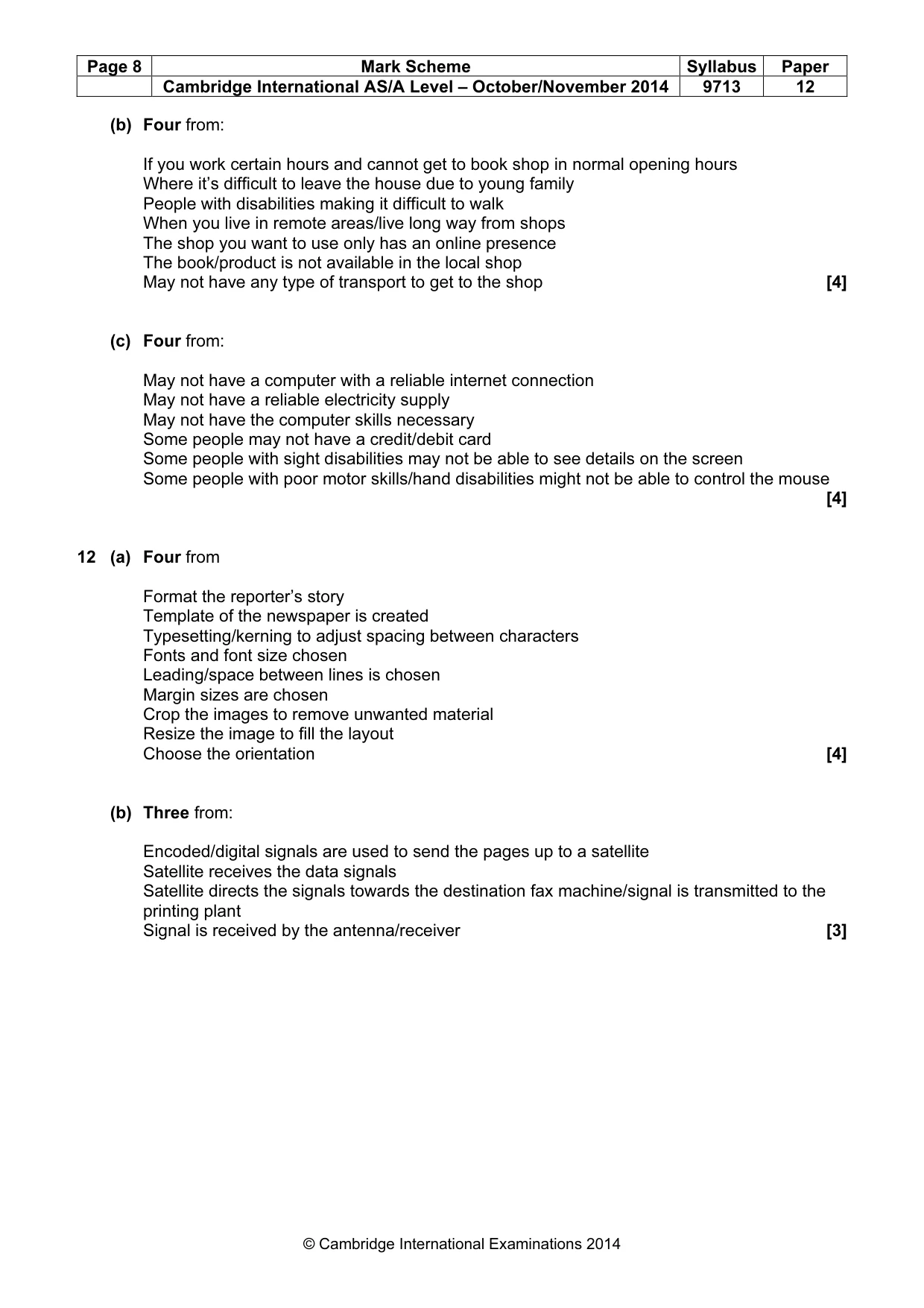 Mark scheme, page 8 of 8