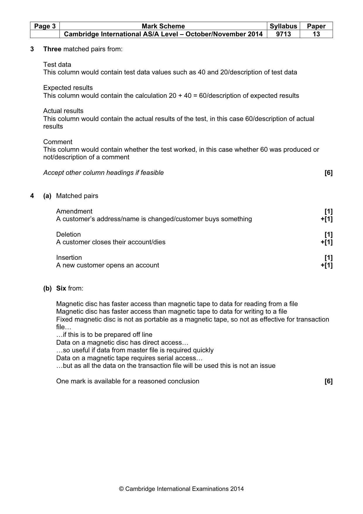 Mark scheme, page 3 of 7